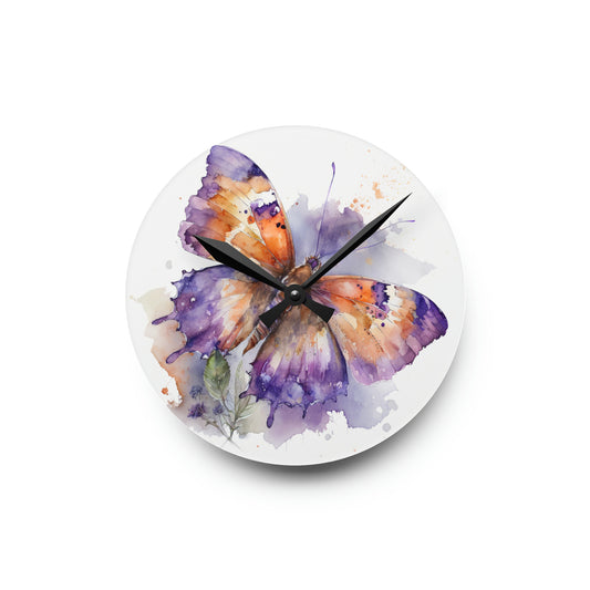 Acrylic Wall Clock MerlinRose Watercolor Butterfly 1