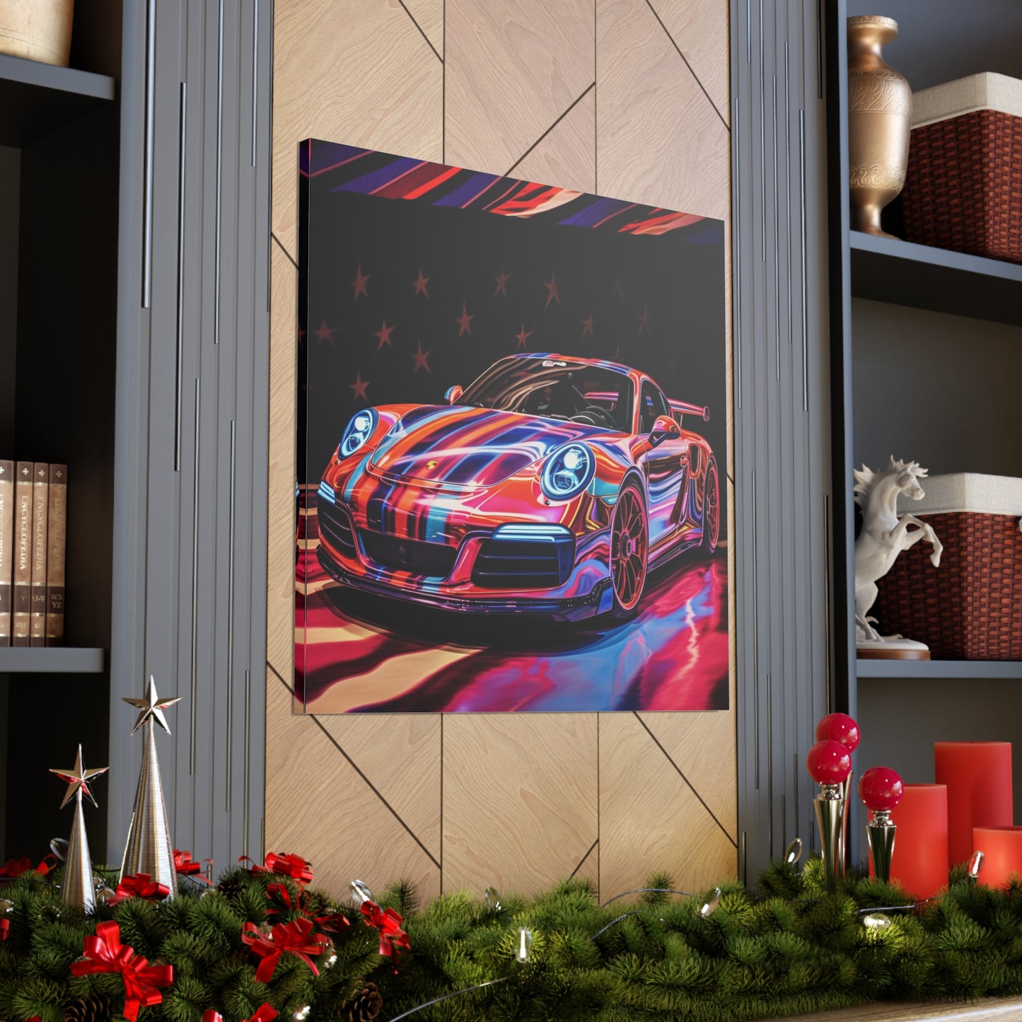 Canvas Gallery Wraps American Flag Colored Porsche 4