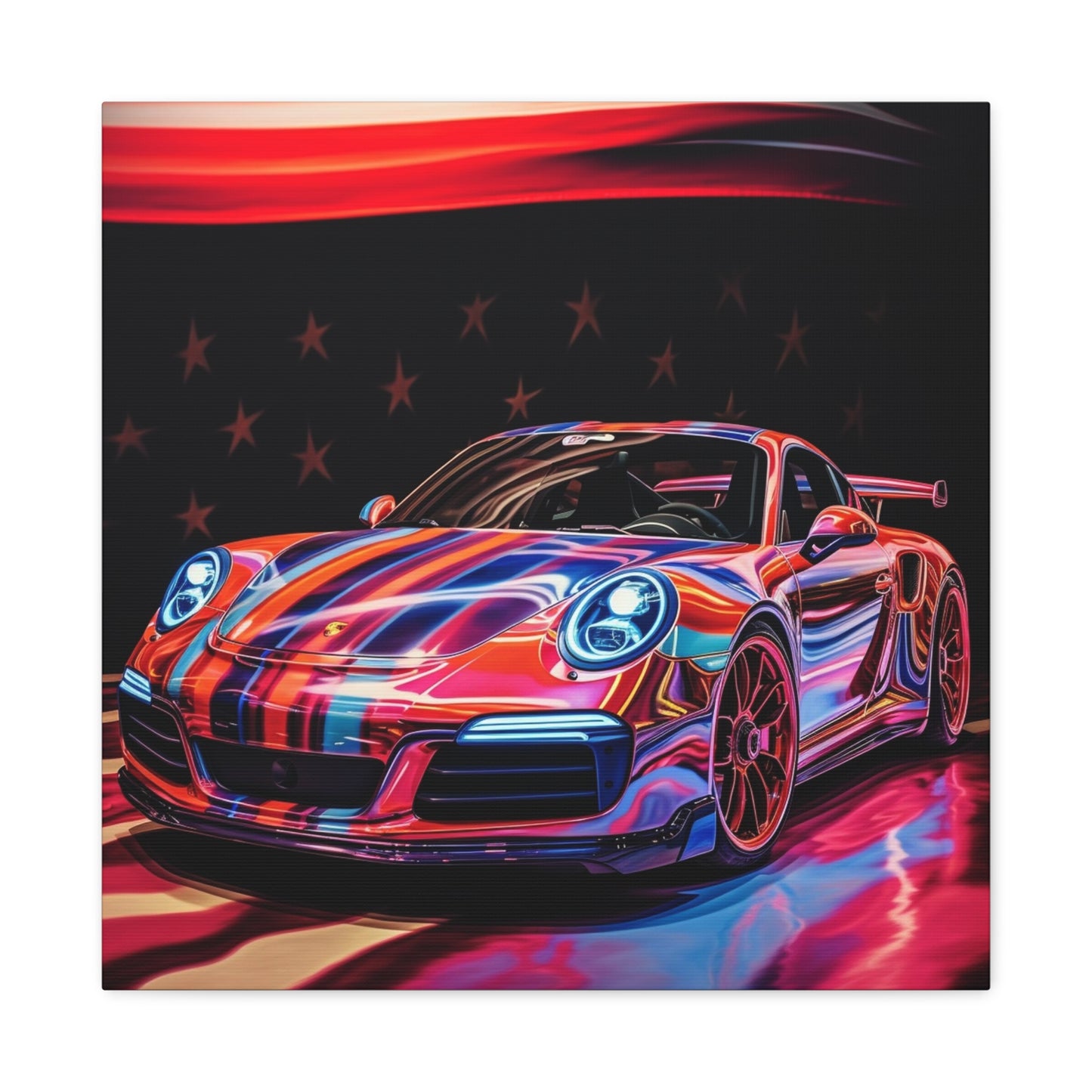 Canvas Gallery Wraps American Flag Colored Porsche 2