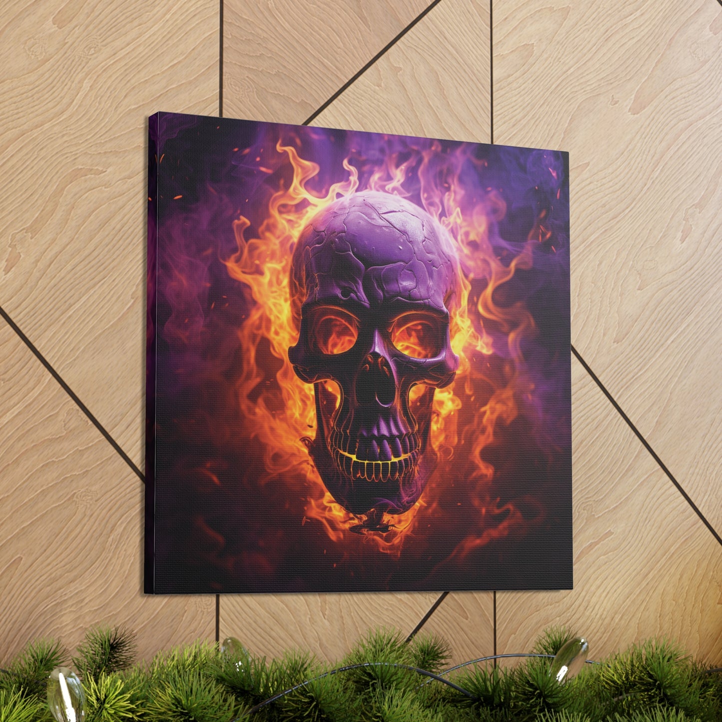 Canvas Gallery Wraps Skull Flames 3