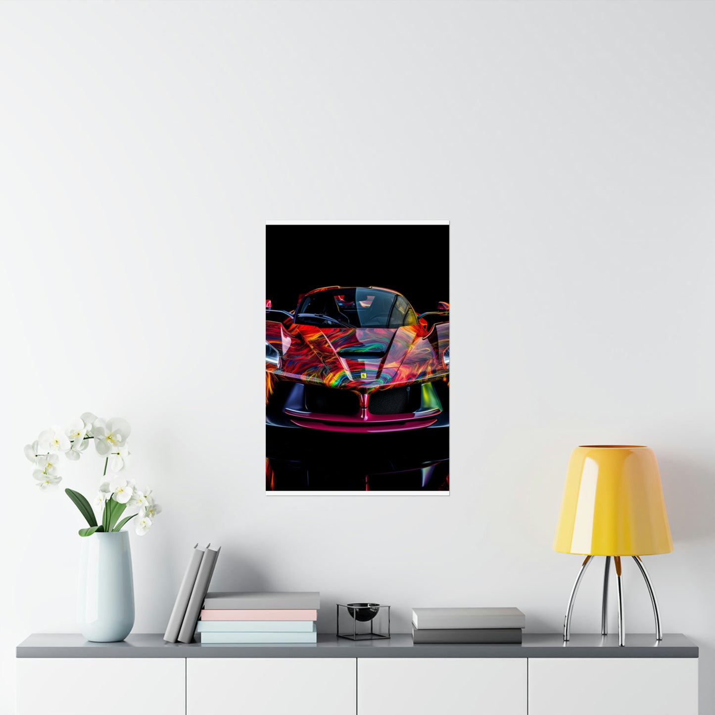 Premium Matte Vertical Posters Ferrari Neon 3