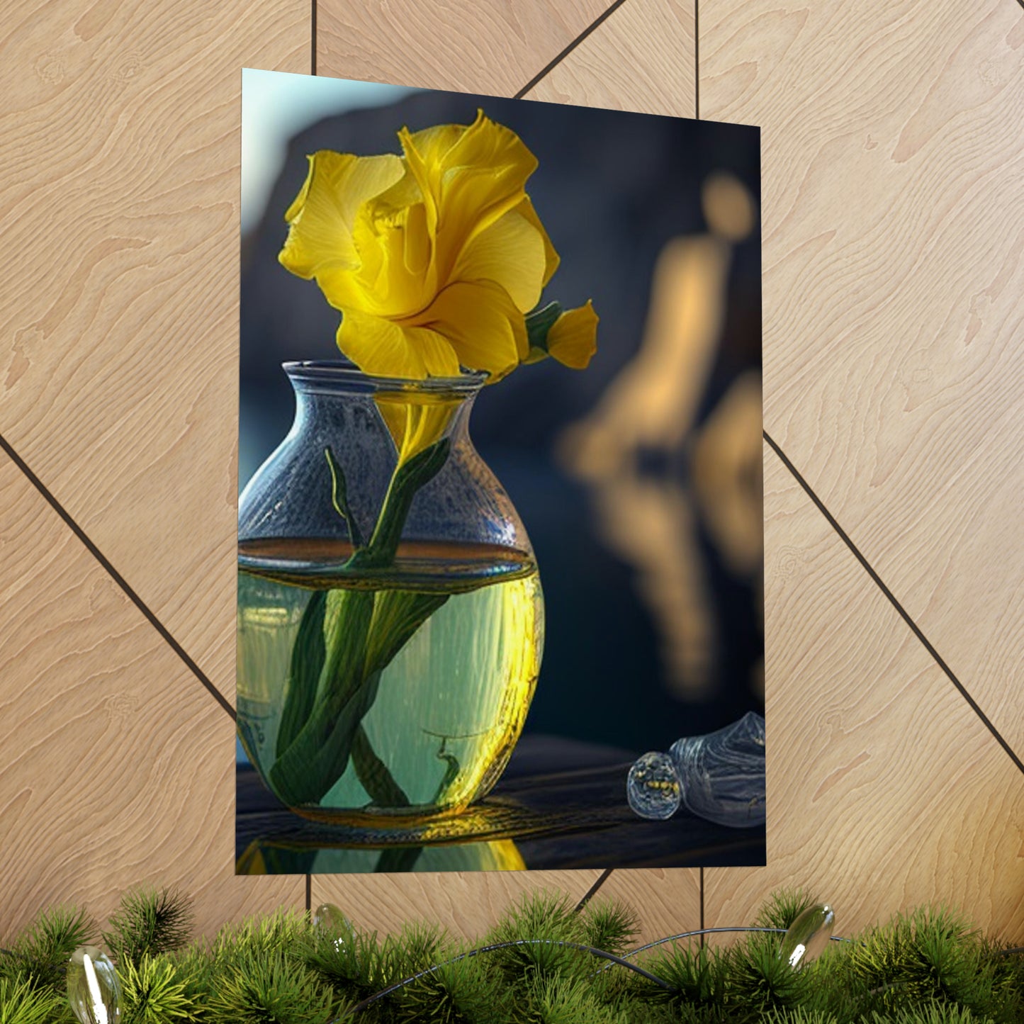 Premium Matte Vertical Posters Yellow Gladiolus glass 3