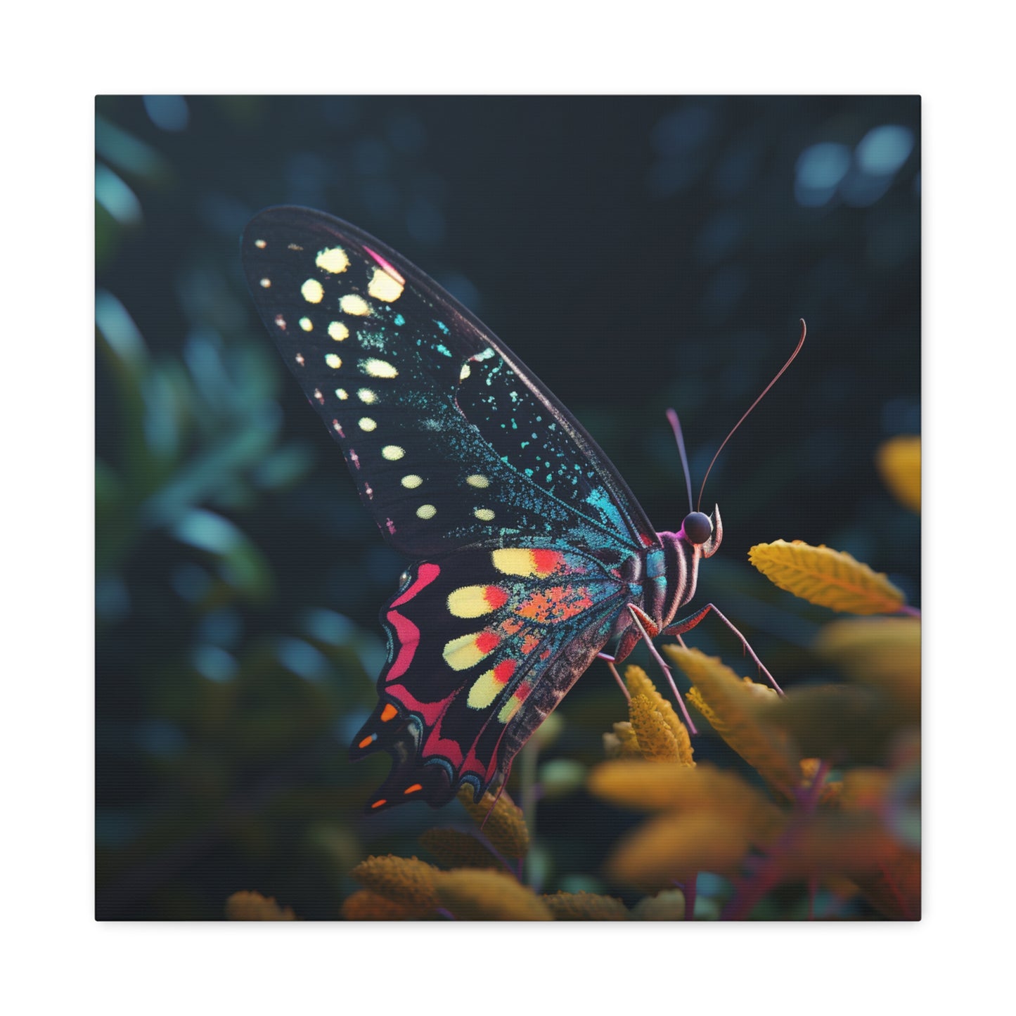 Canvas Gallery Wraps Hyper Colorful Butterfly Macro 2