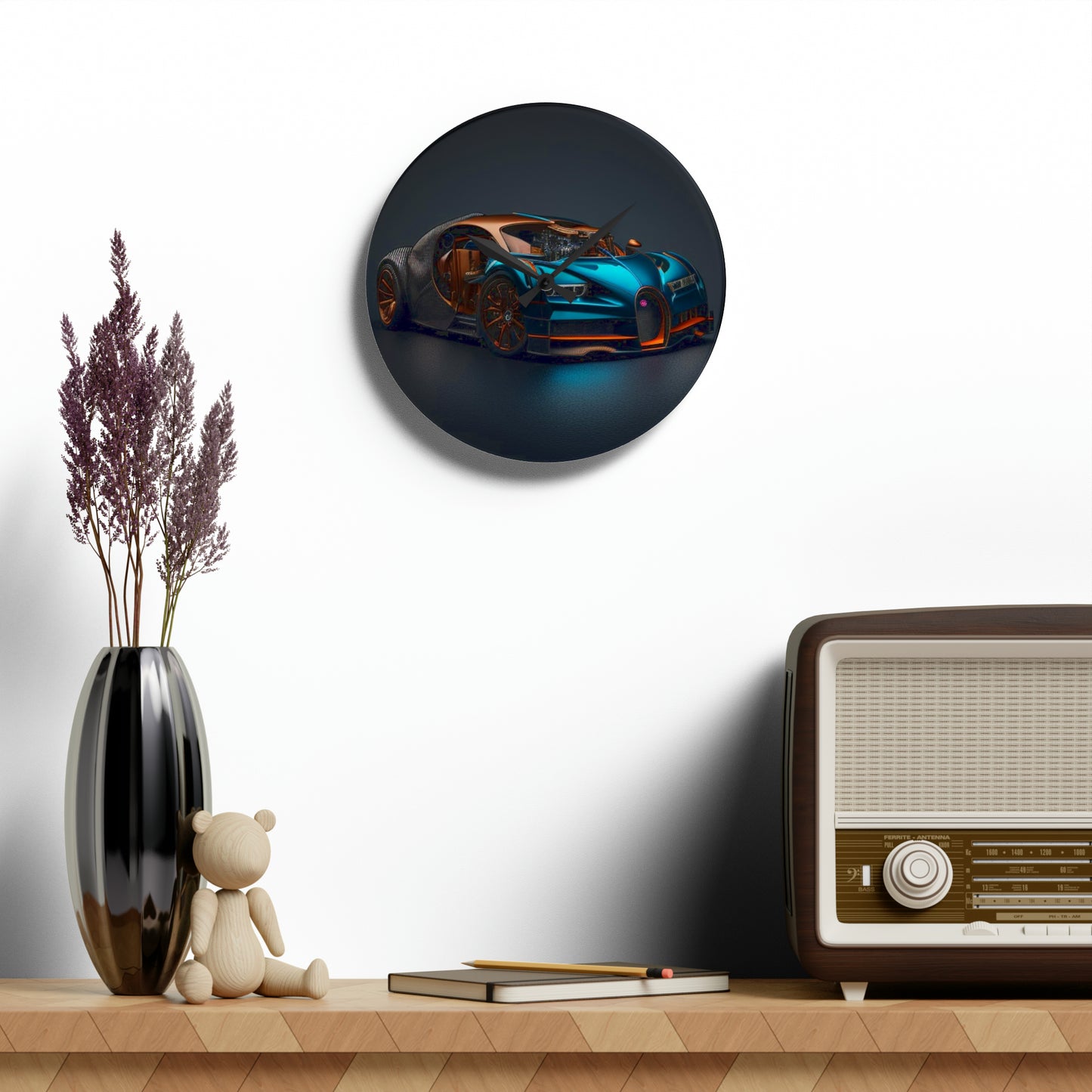 Acrylic Wall Clock Bugatti Blue 4