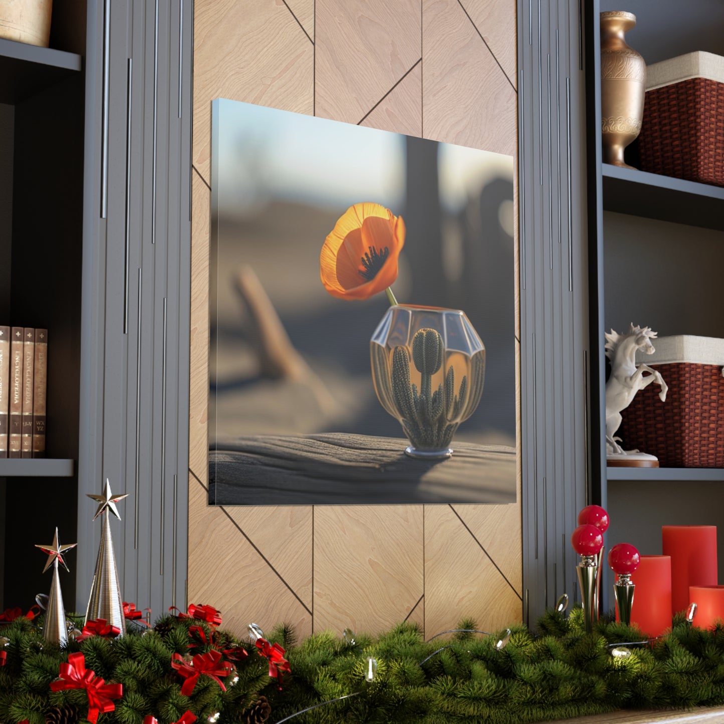 Canvas Gallery Wraps Orange Poppy in a Vase 2