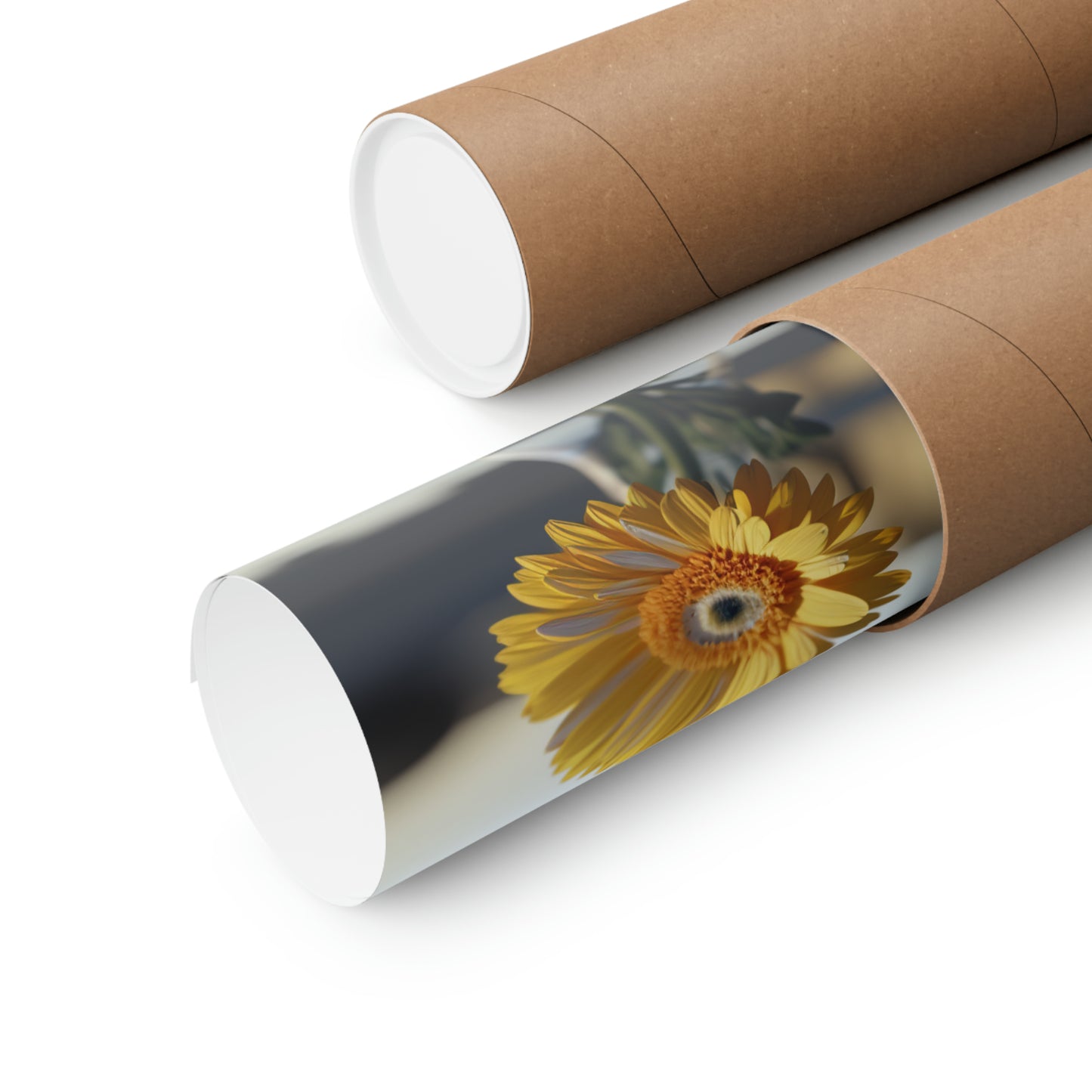 Premium Matte Vertical Posters yello Gerbera glass 4