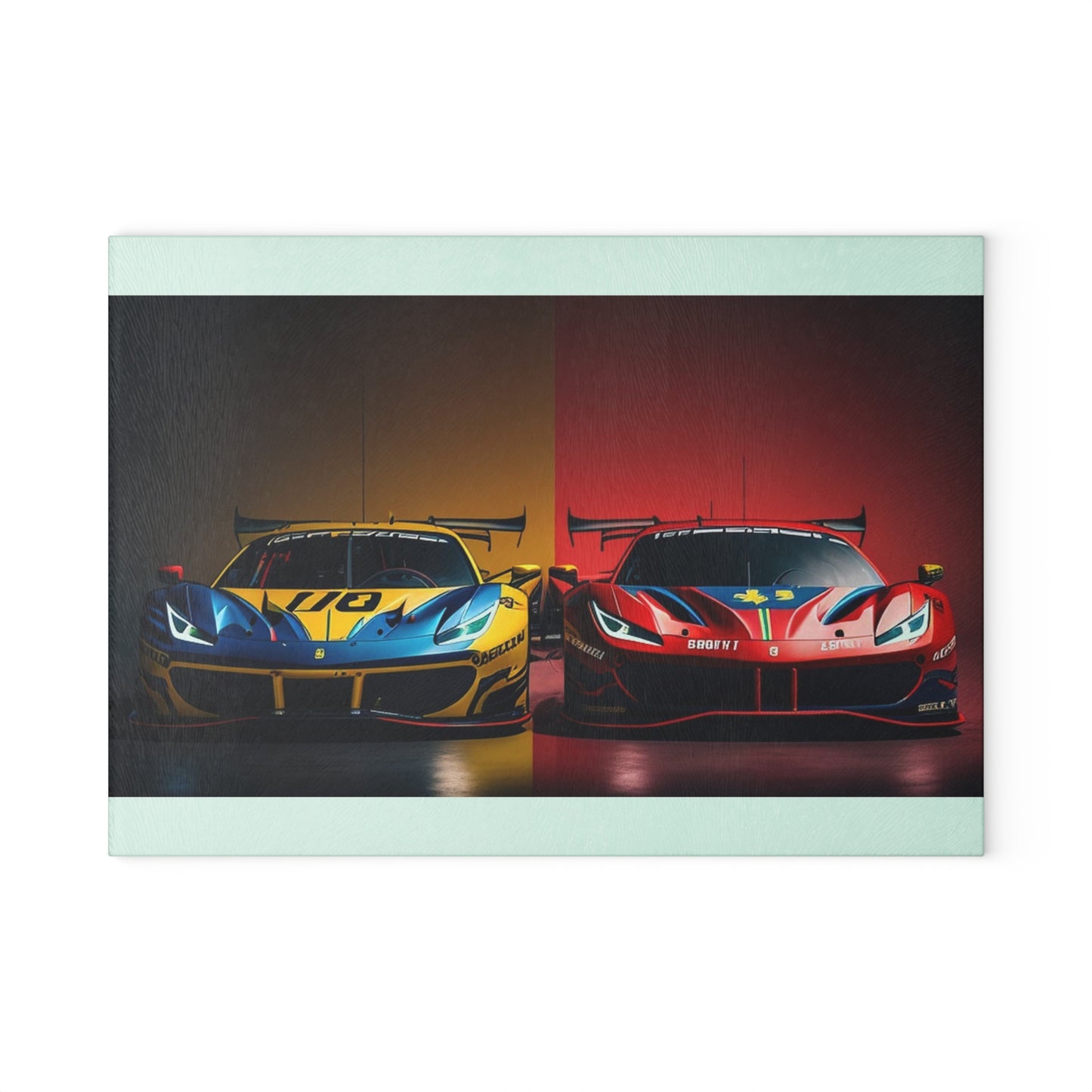 Glass Cutting Board Ferrari Red Blue 3