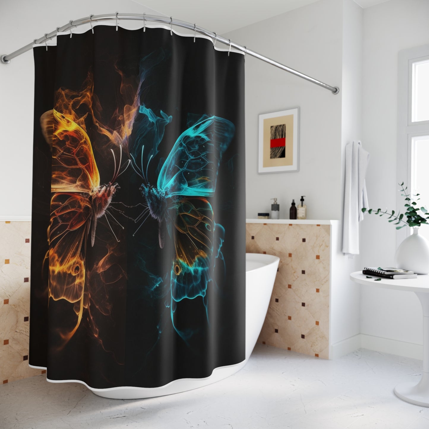 Polyester Shower Curtain Kiss Neon Butterfly 6