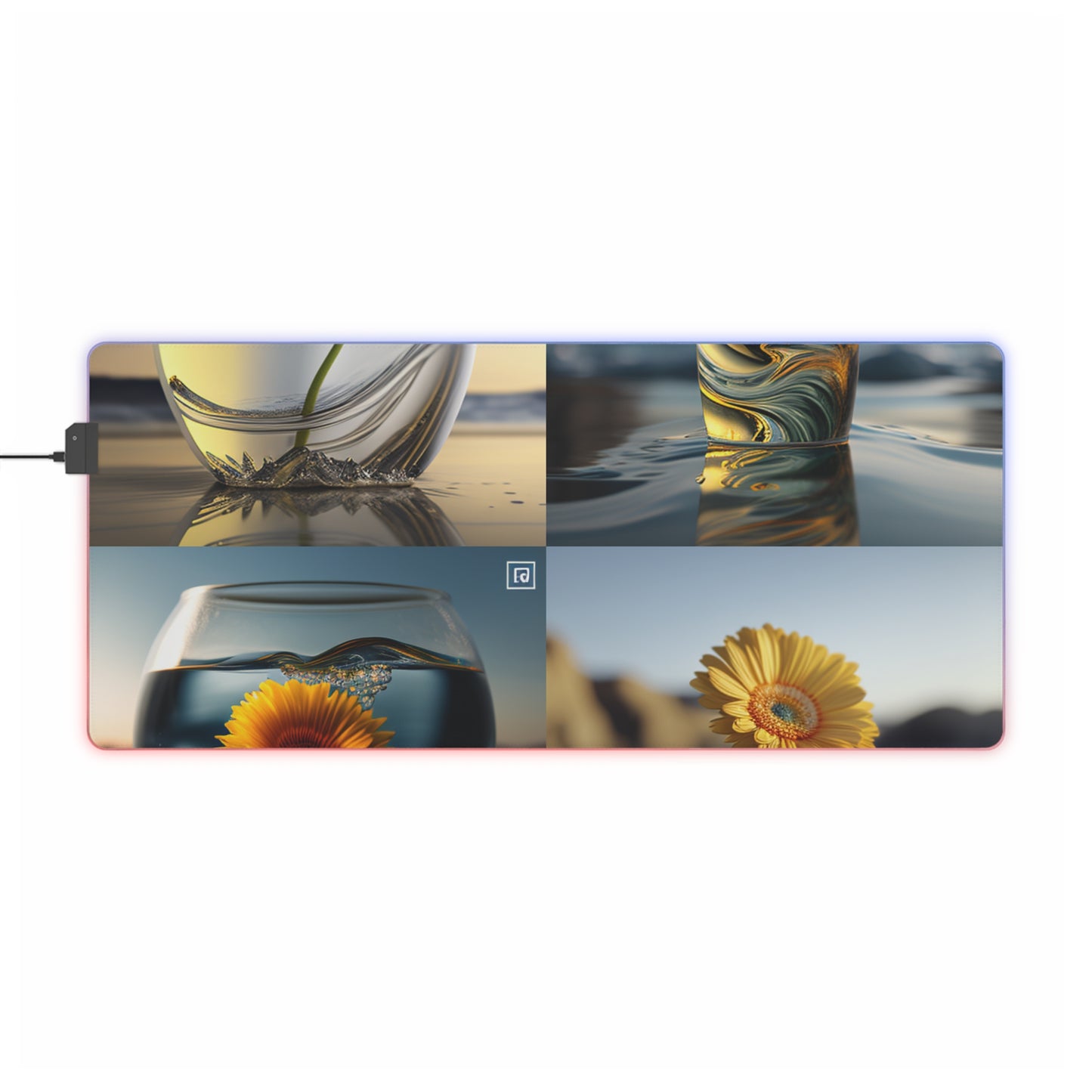 LED Gaming Mouse Pad yello Gerbera glass 5