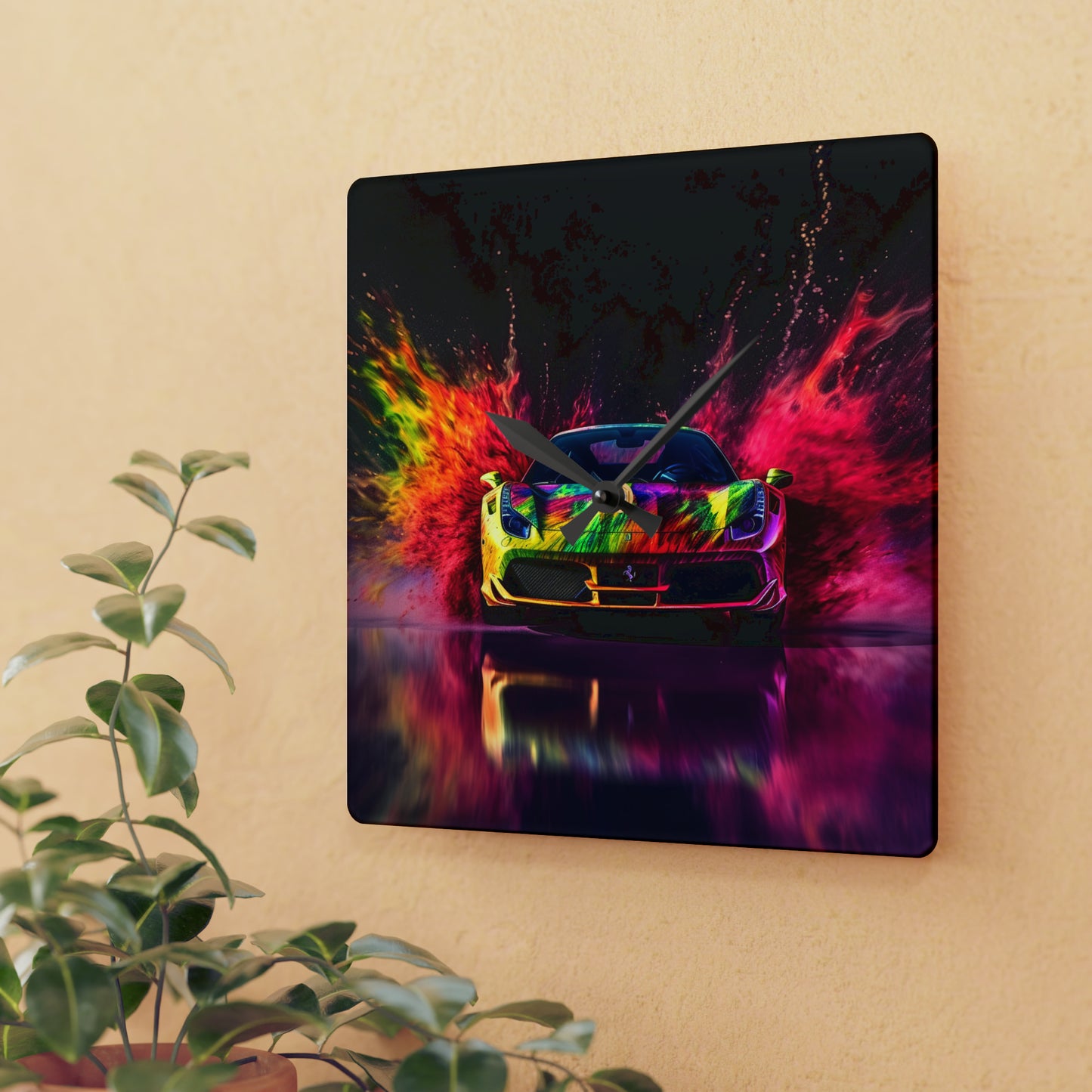 Acrylic Wall Clock Farrari Water 2