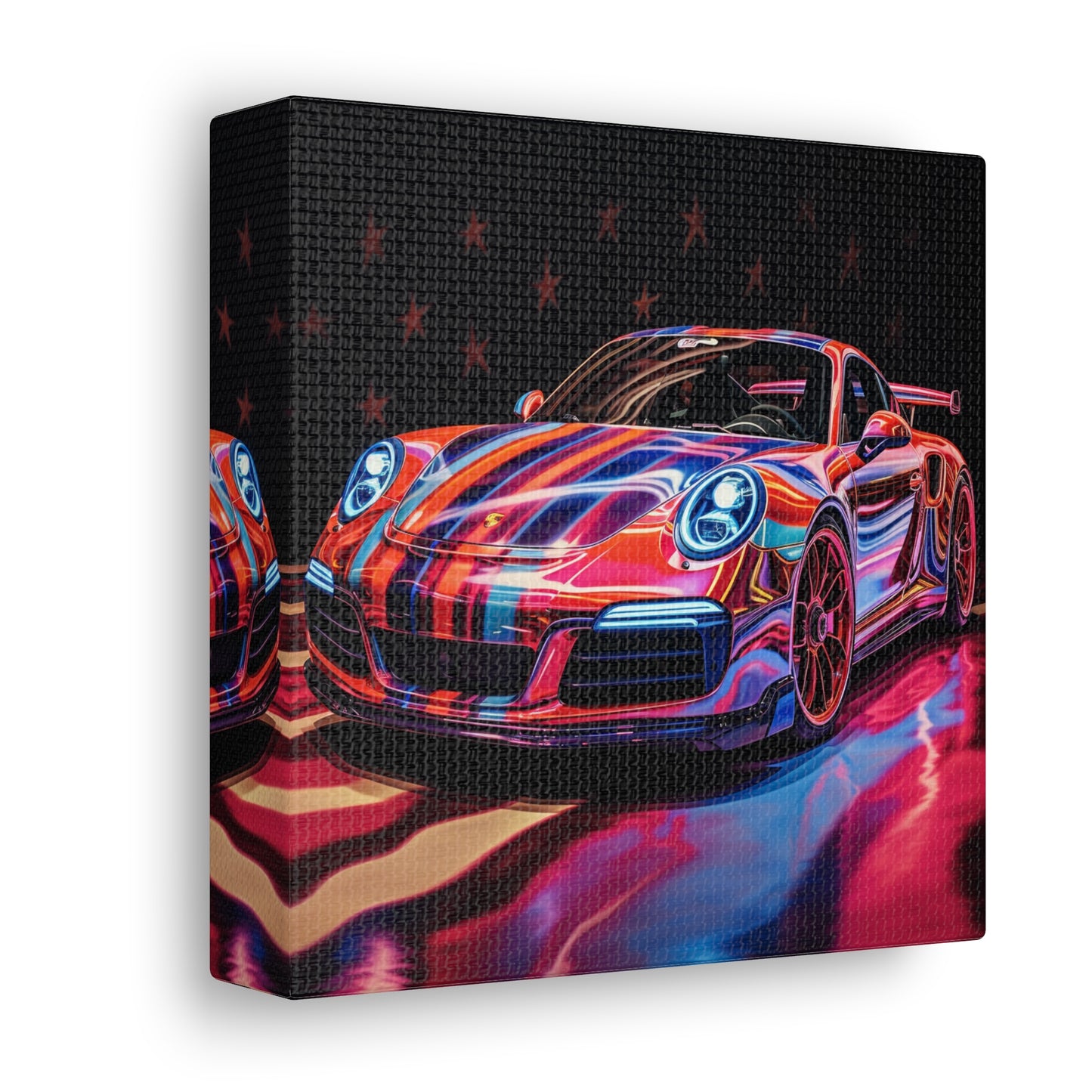 Canvas Gallery Wraps Macro American Flag Porsche 4