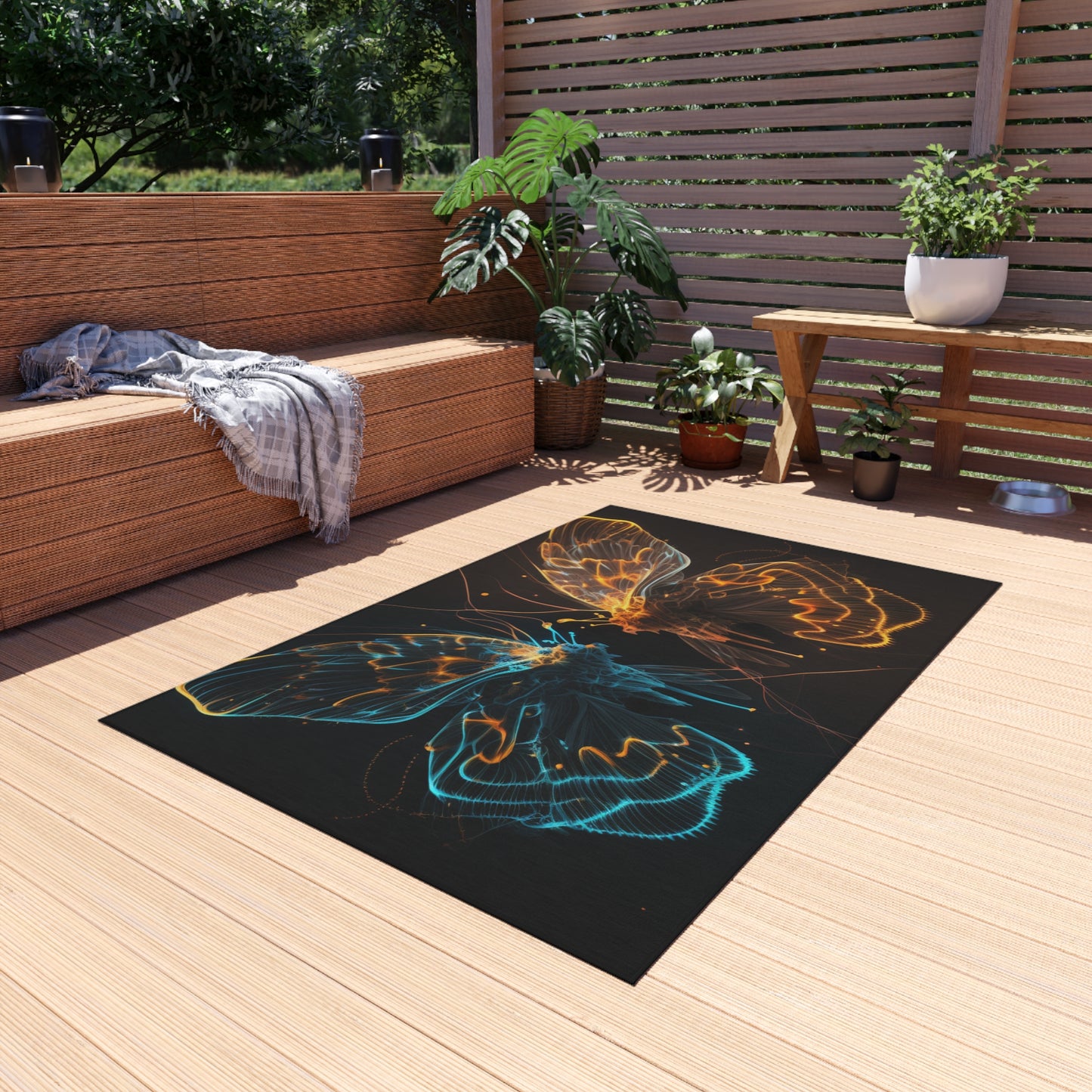 Outdoor Rug  Neon Glo Butterfly 1