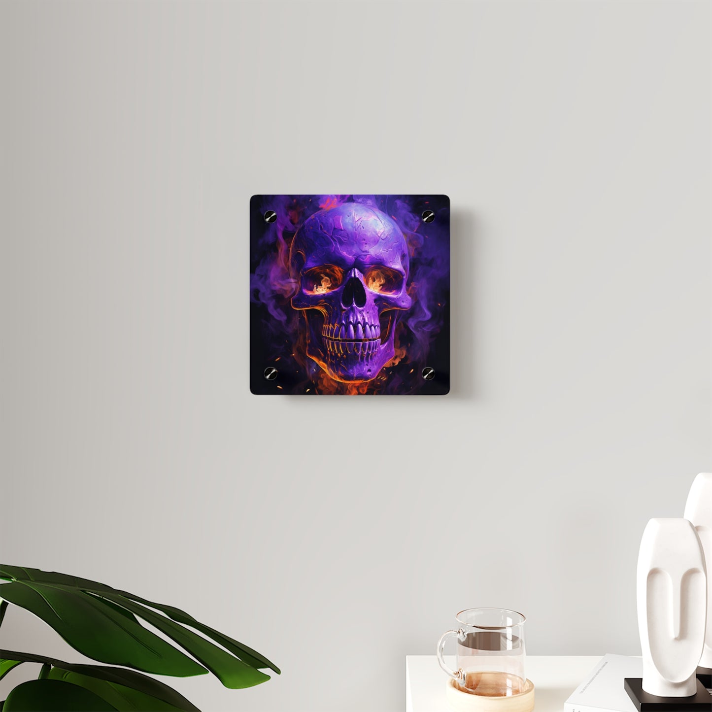 Acrylic Wall Art Panels Skull Flames 1