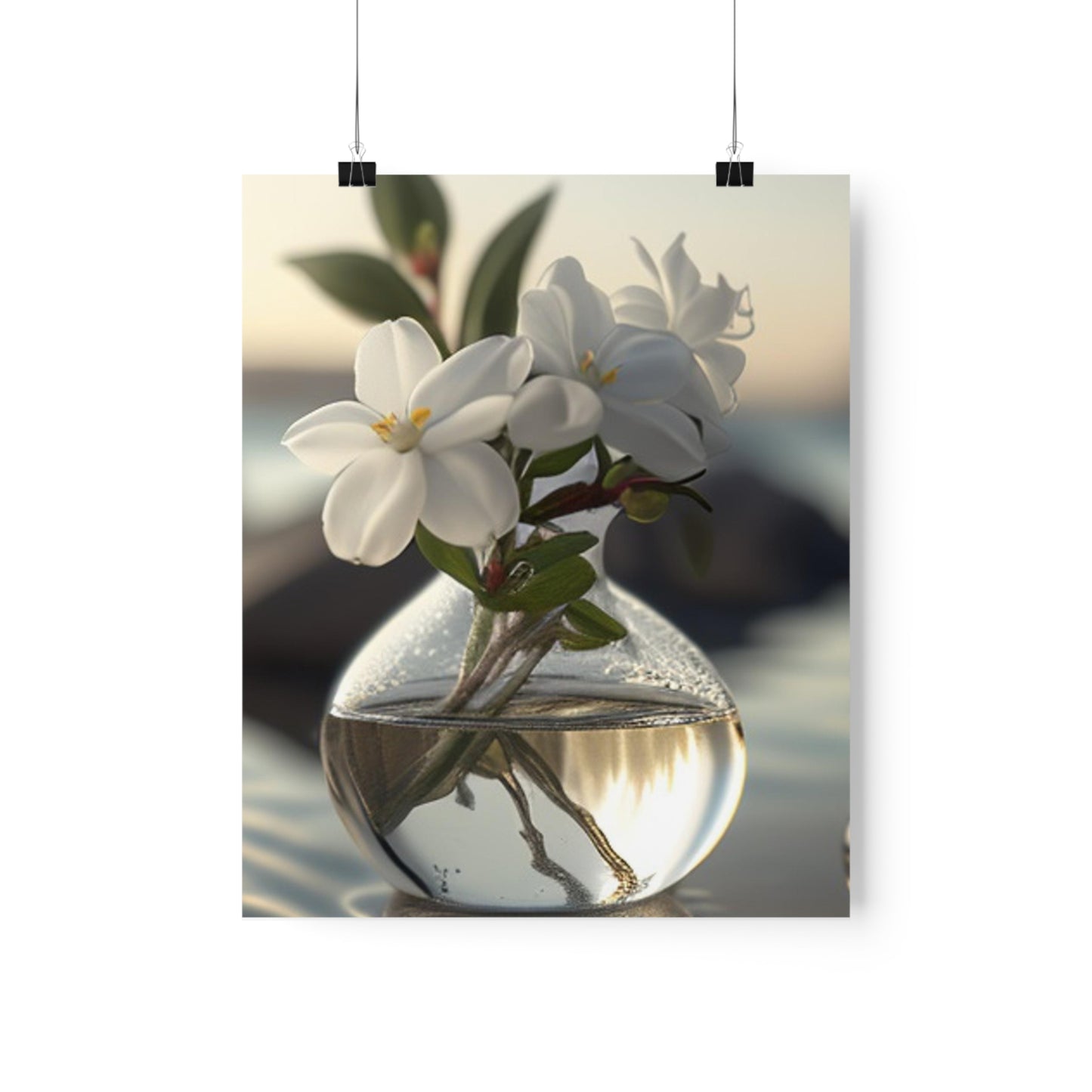 Premium Matte Vertical Posters Jasmine glass vase 1