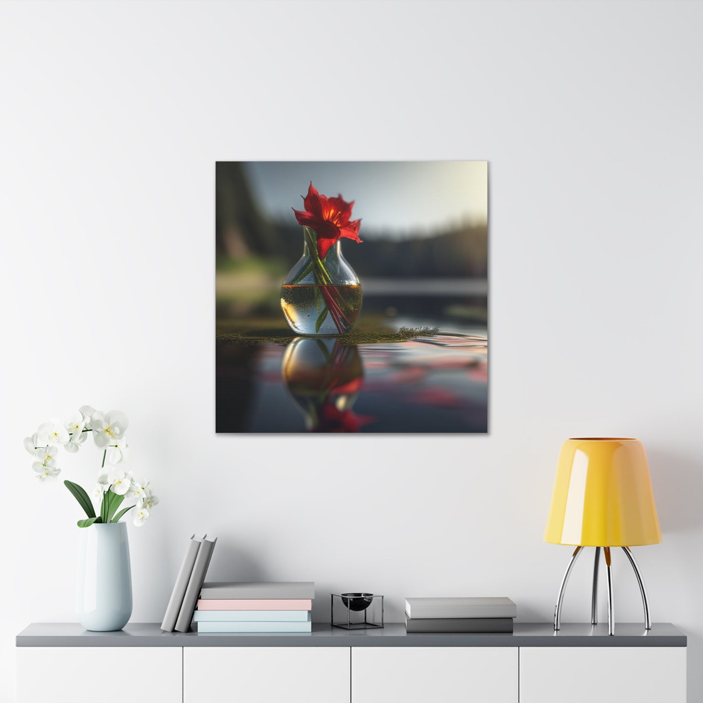 Canvas Gallery Wraps Red Lily in a Glass vase 3