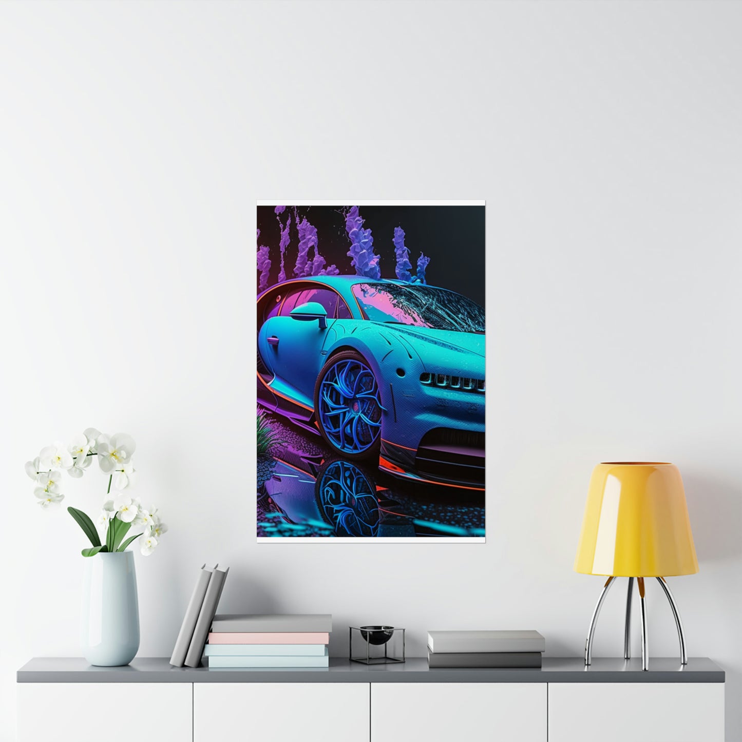 Premium Matte Vertical Posters Bugatti Neon Chiron 2