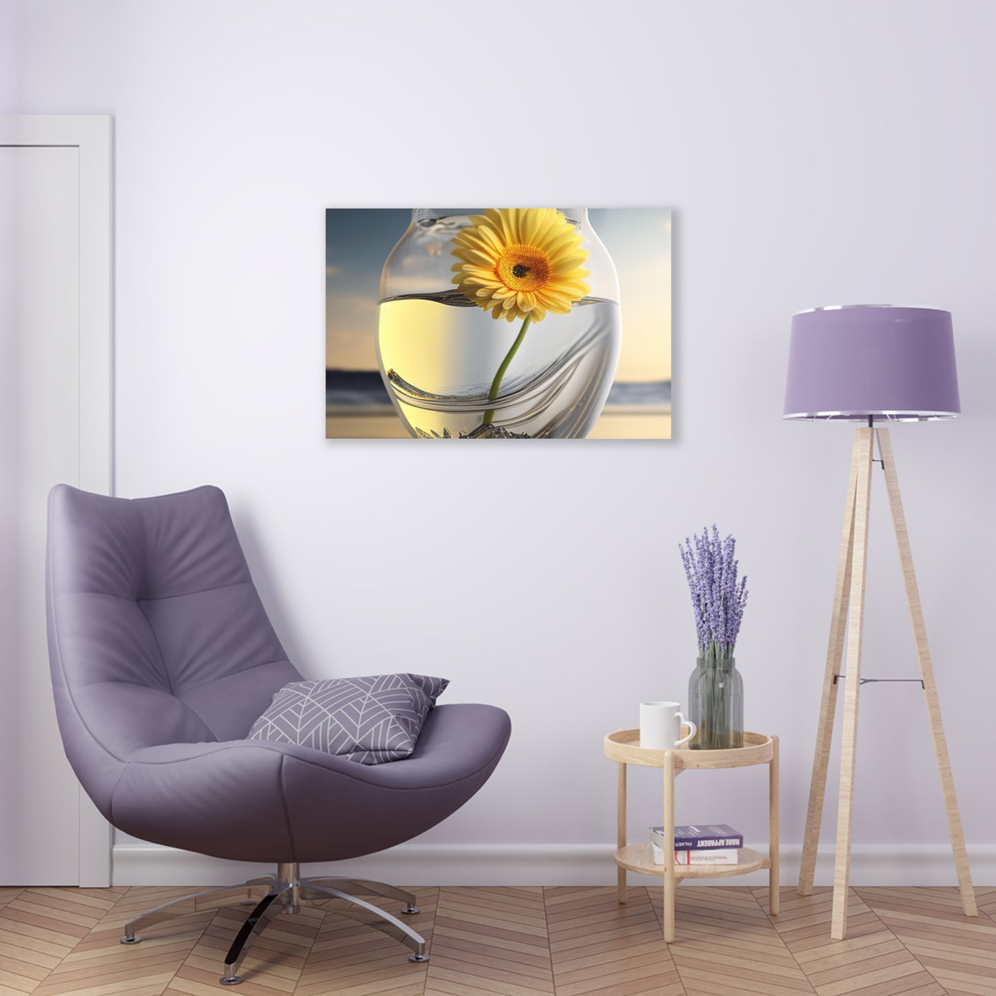 Acrylic Prints yello Gerbera glass 1