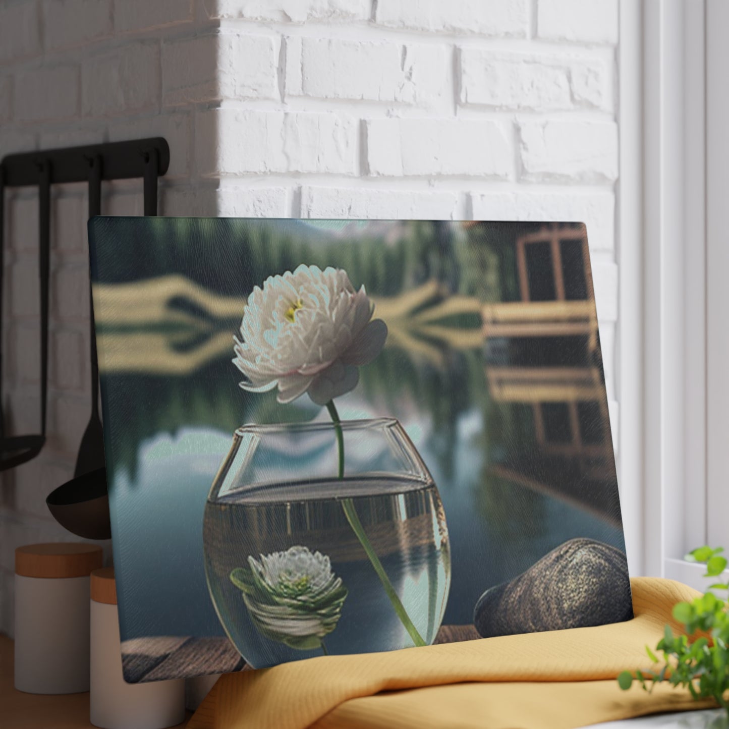 Glass Cutting Board White Peony glass vase 2