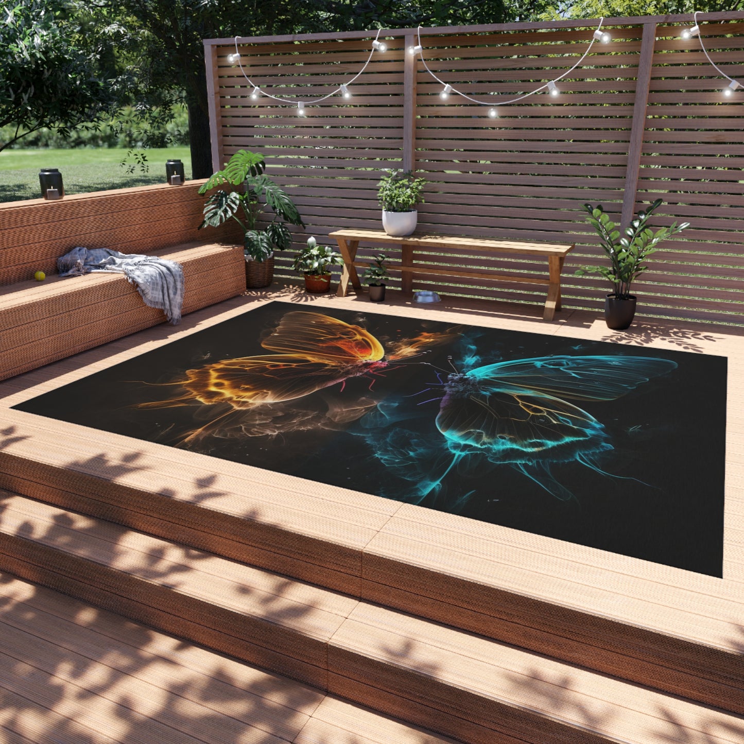 Outdoor Rug  Kiss Neon Butterfly 7