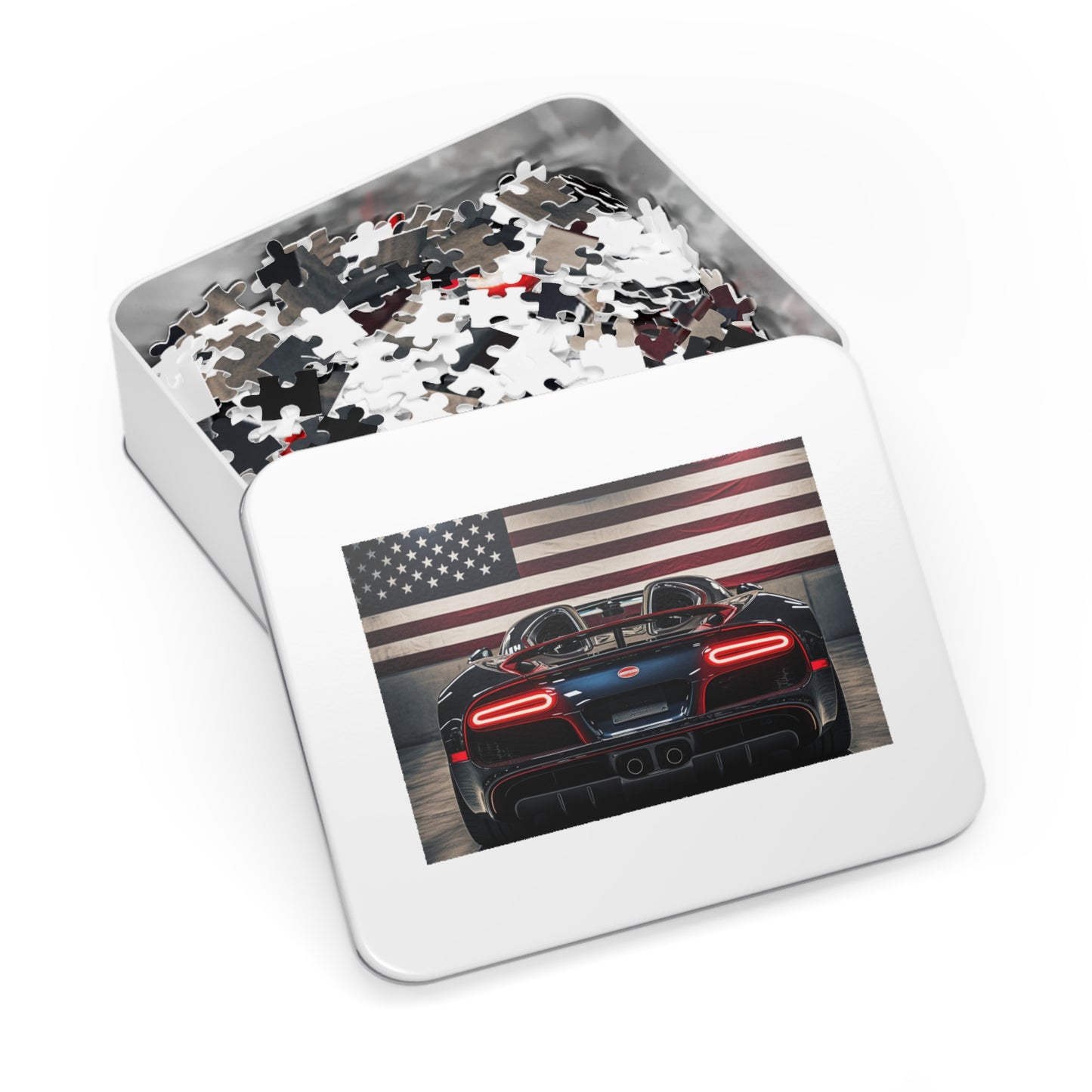 Jigsaw Puzzle (30, 110, 252, 500,1000-Piece) American Flag Background Bugatti 4