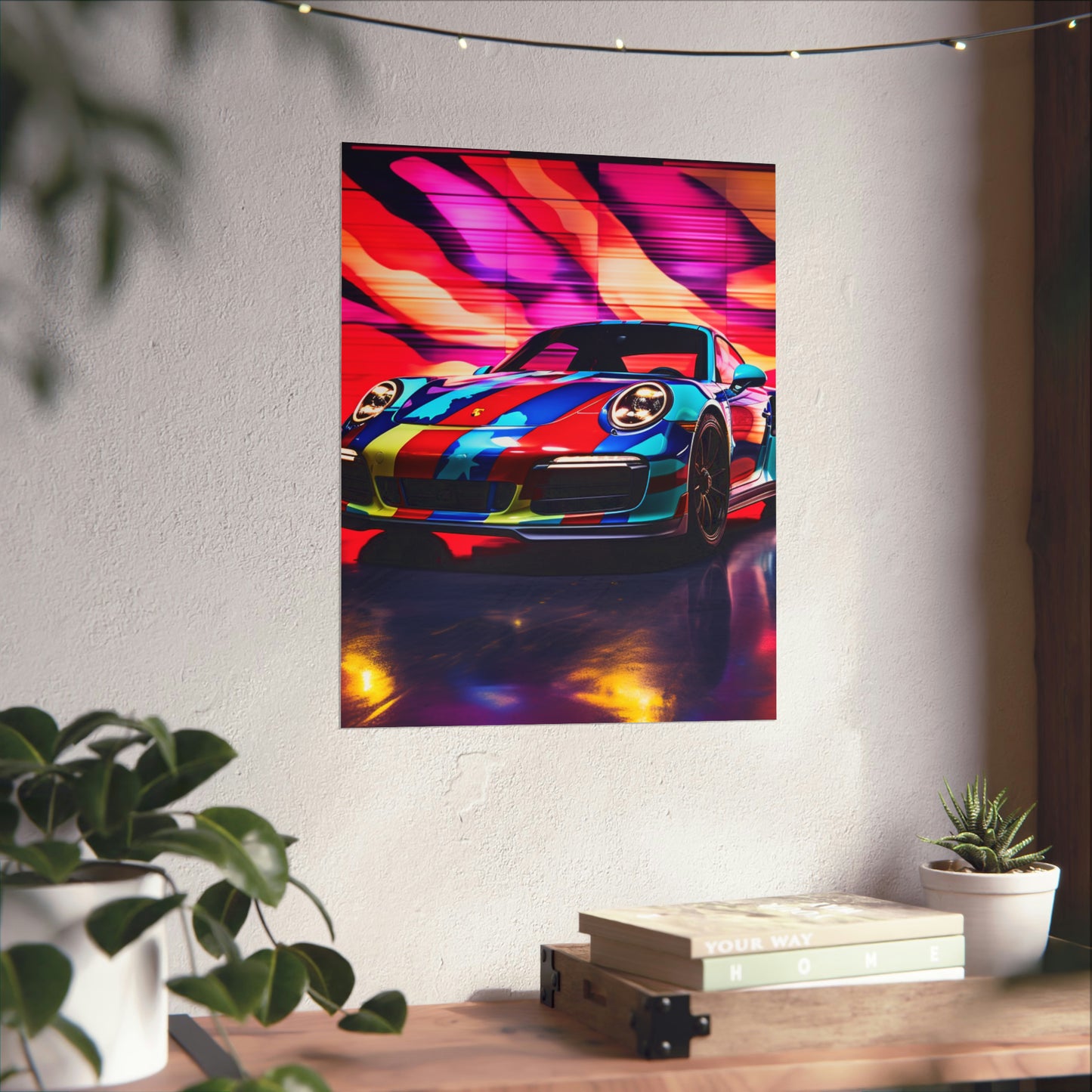 Premium Matte Vertical Posters Macro American Flag Porsche 1