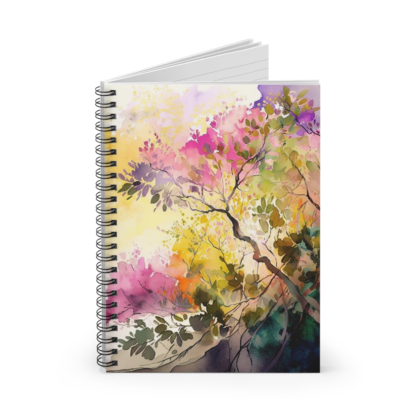 Spiral Notebook - Ruled Line Mother Nature Bright Spring Colors Realistic Watercolor 2