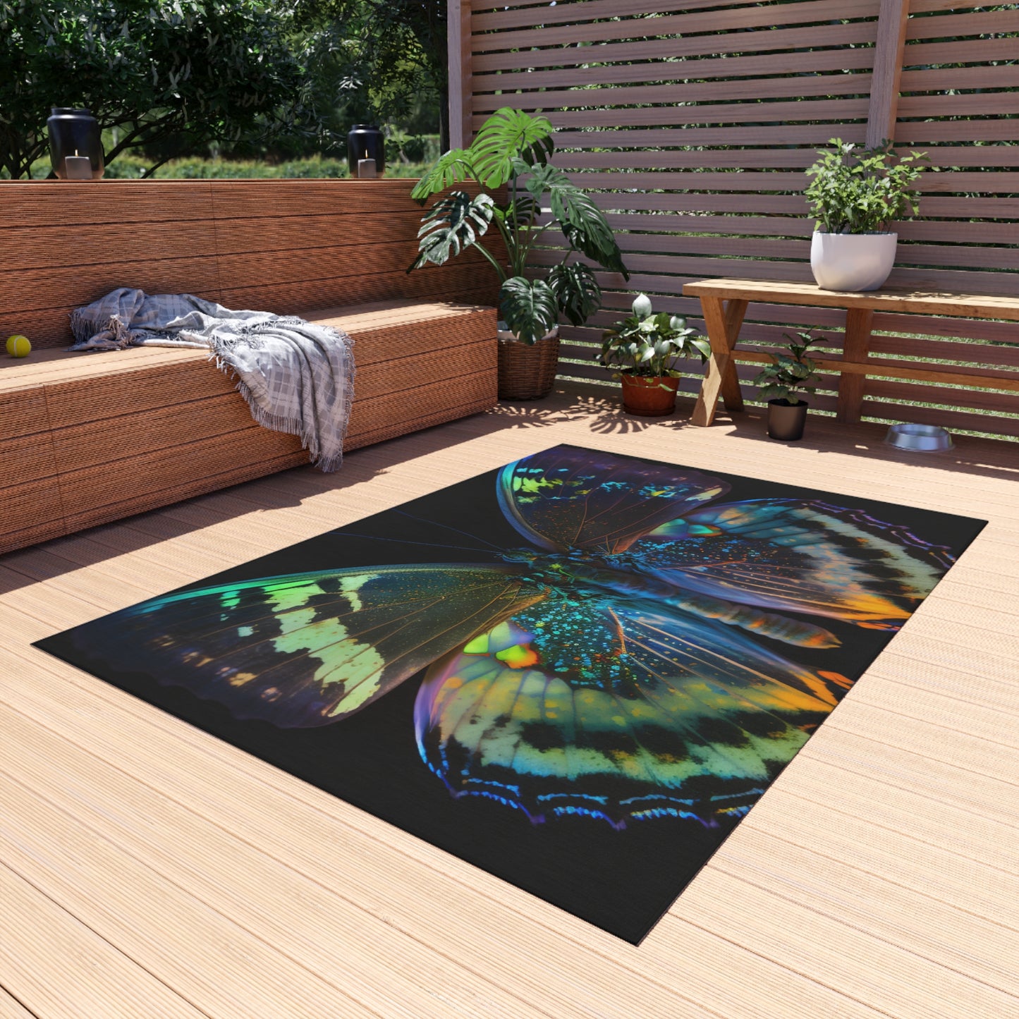 Outdoor Rug  Neon Butterfly Flair 4