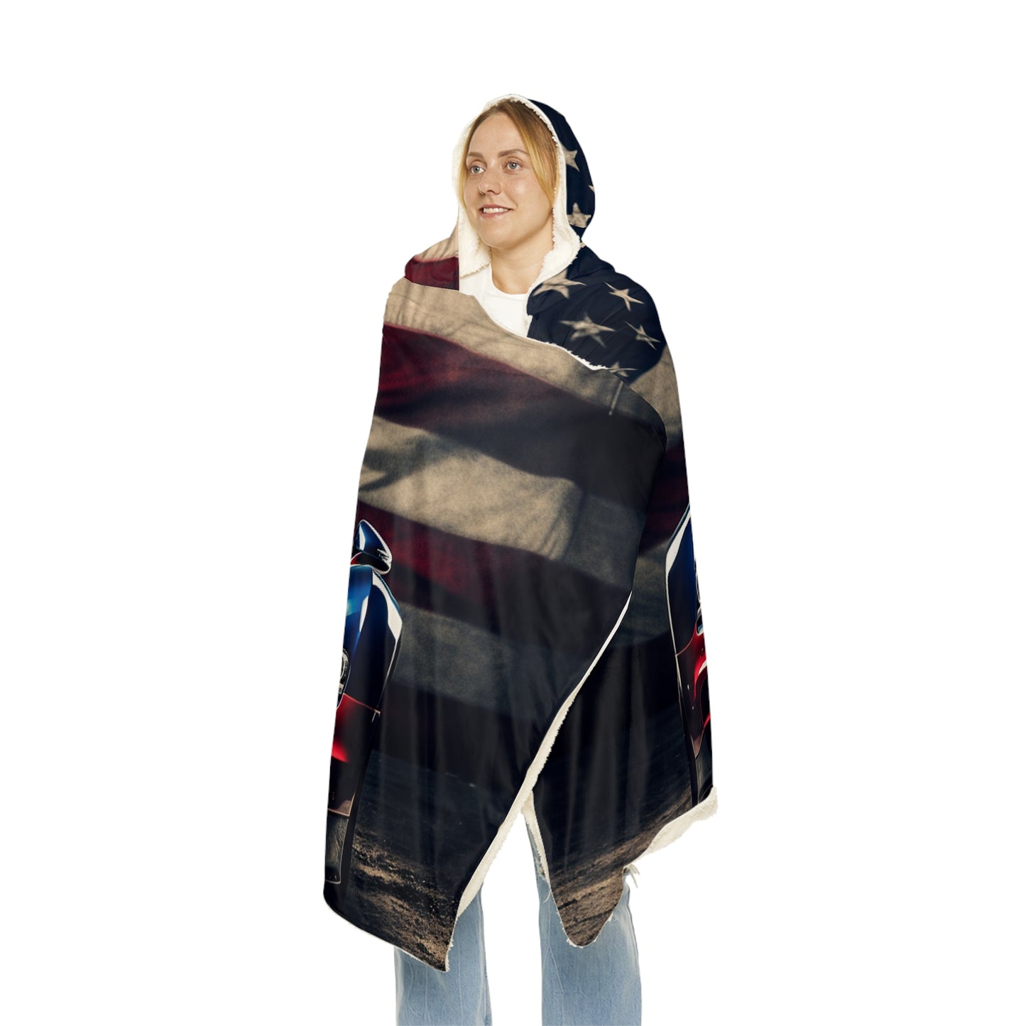 Snuggle Hooded Blanket Bugatti American Flag 3