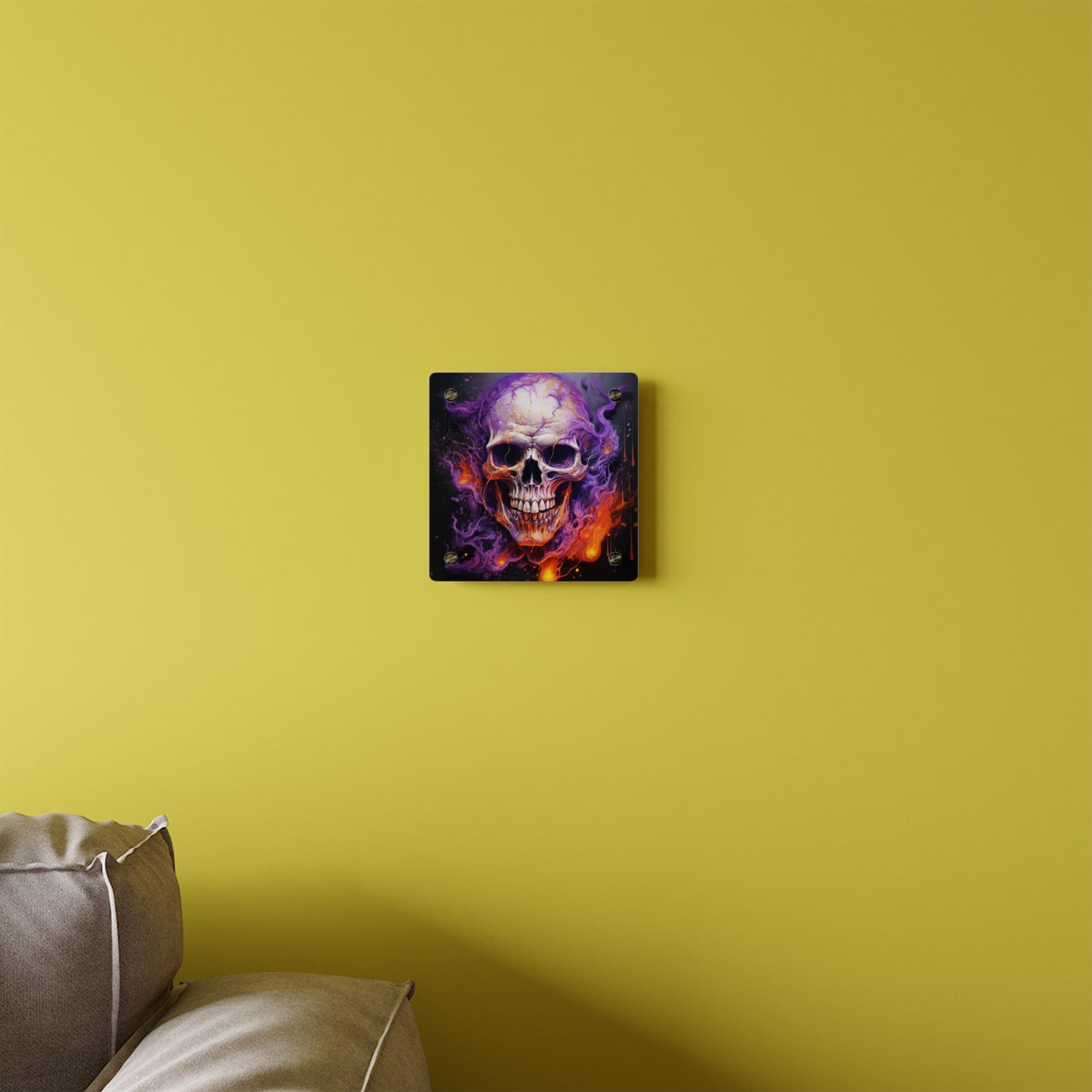 Acrylic Wall Art Panels Skull Flames 2