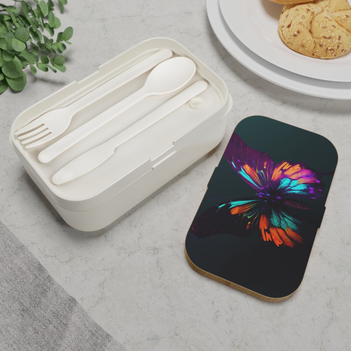 Bento Lunch Box Hyper Colorful Butterfly Purple 4