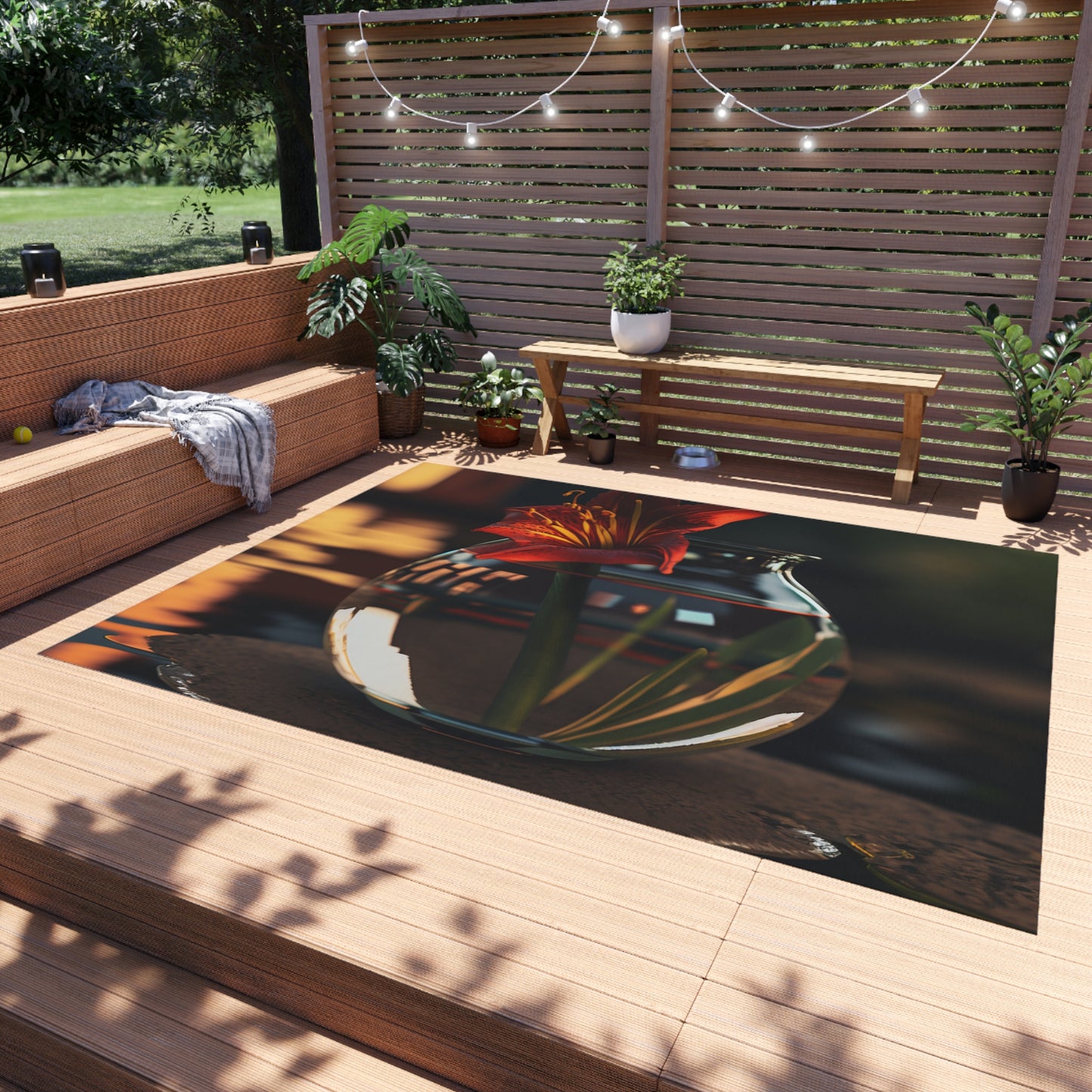 Outdoor Rug  Red Lily in a Glass vase 2
