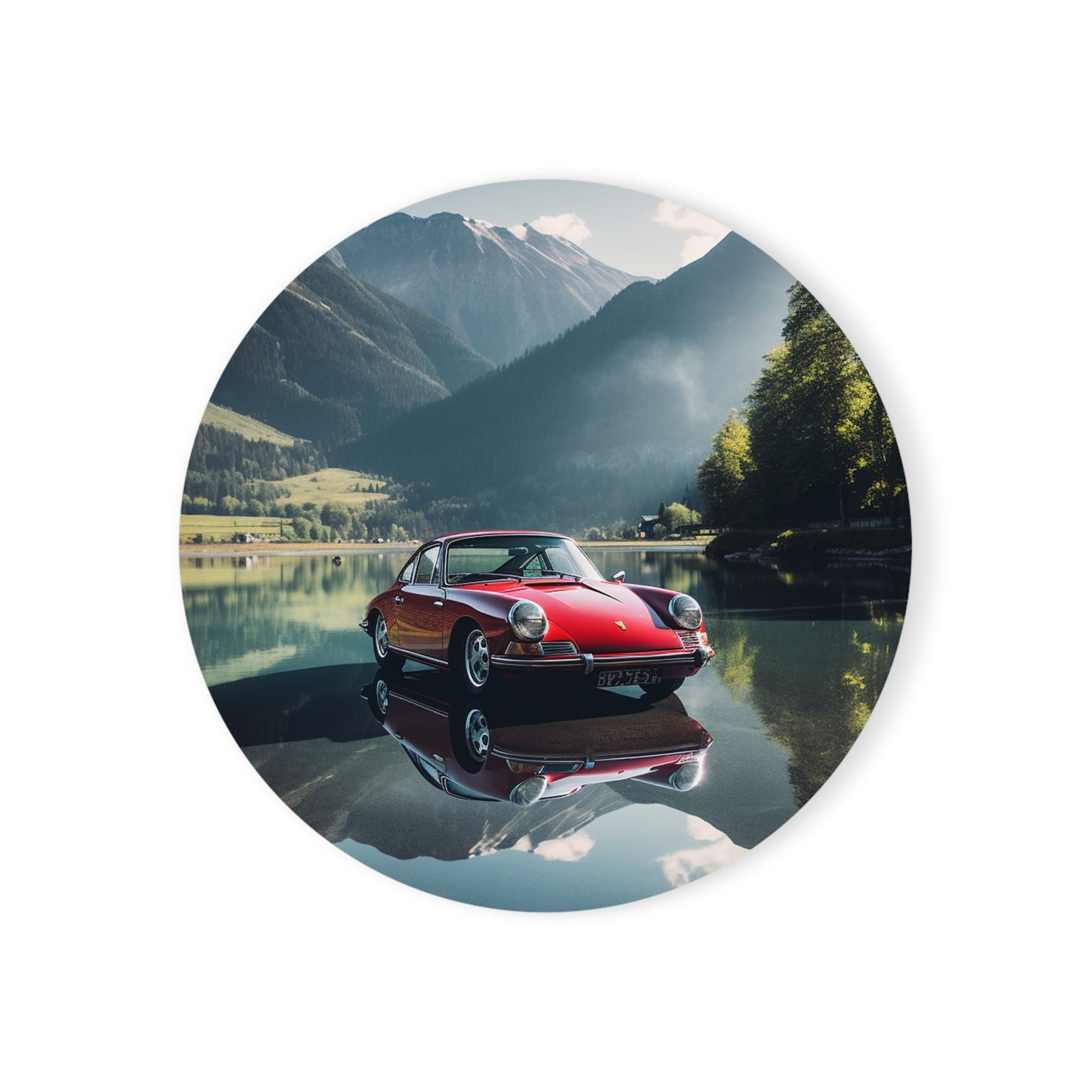 Cork Back Coaster Porsche Lake 3