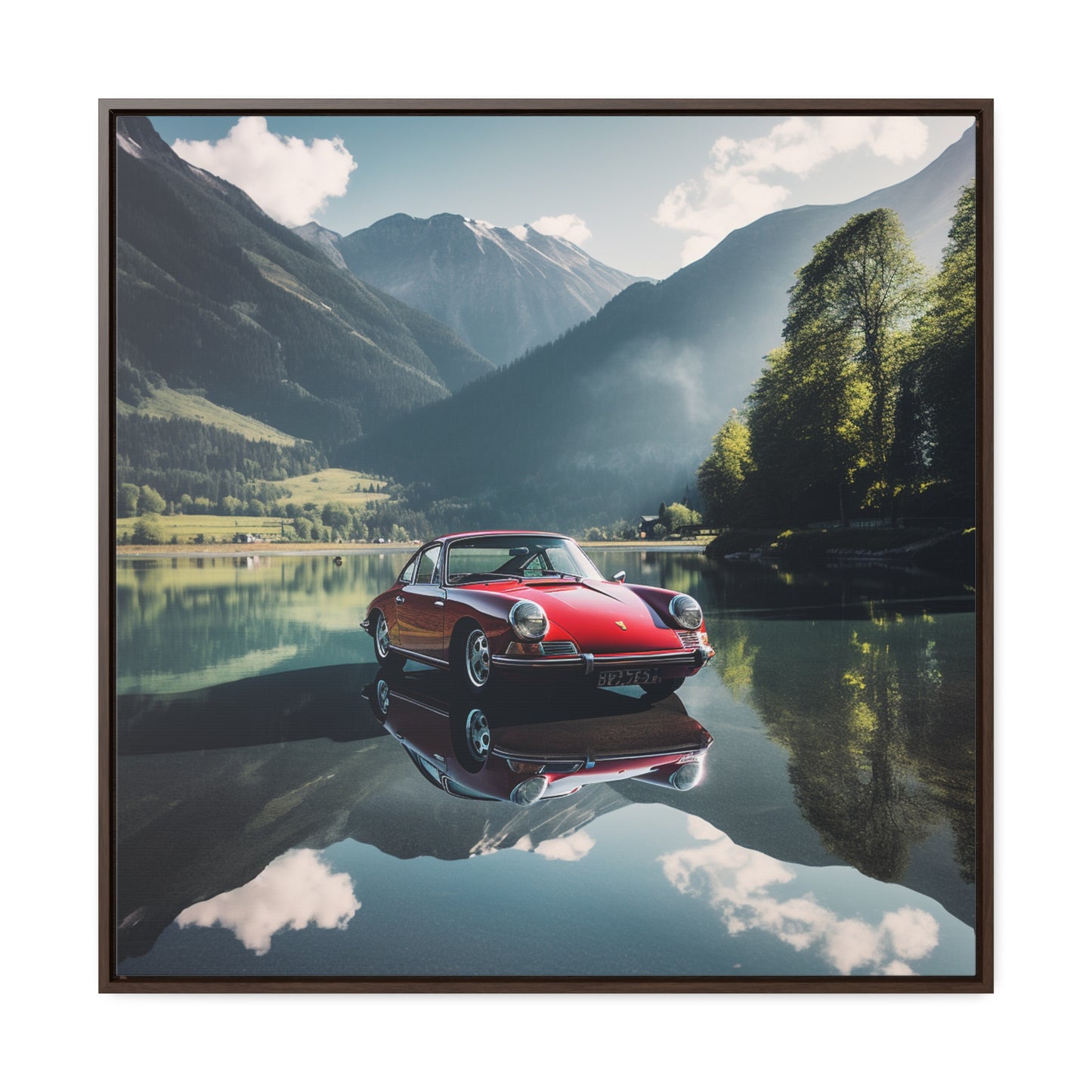 Gallery Canvas Wraps, Square Frame Porsche Lake 3