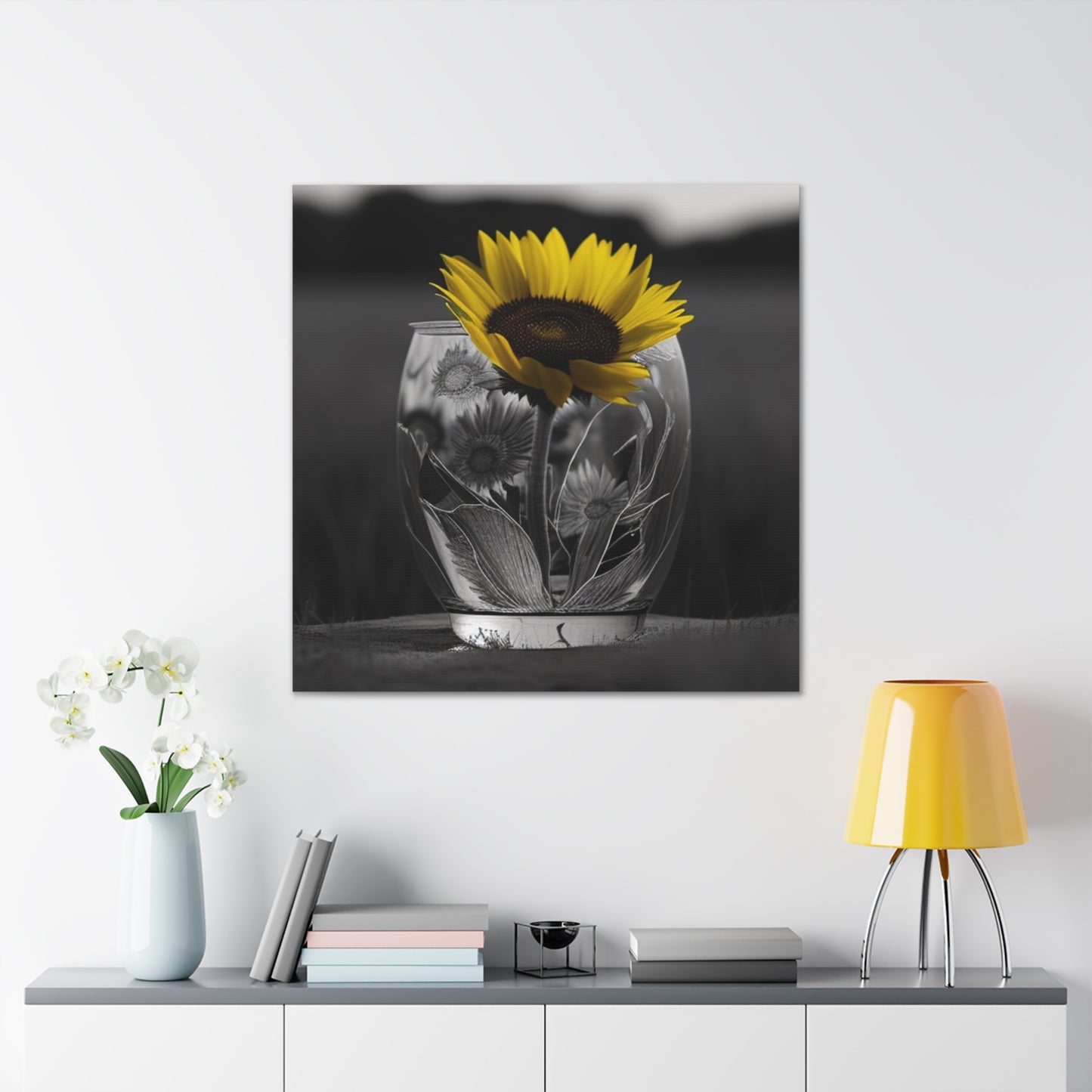 Canvas Gallery Wraps Yellw Sunflower in a vase 1