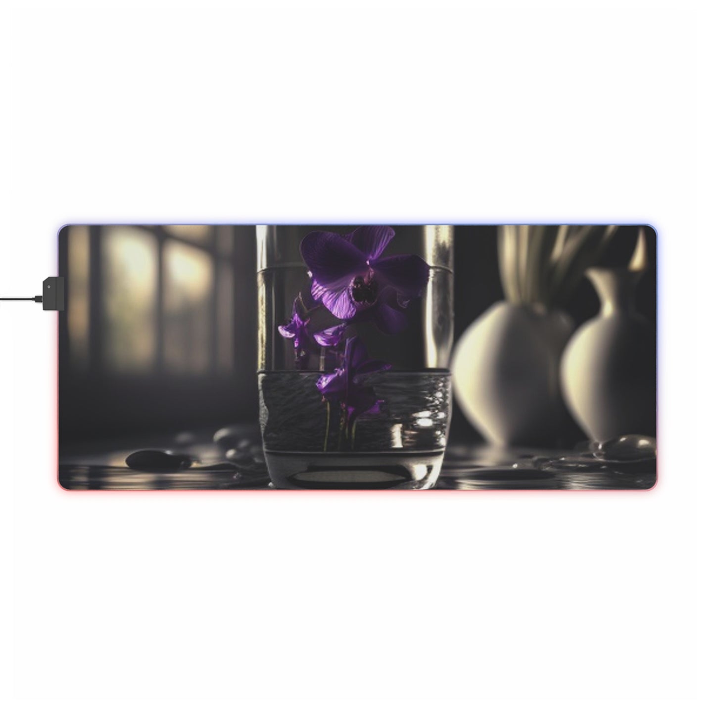 LED Gaming Mouse Pad Purple Orchid Glass vase 4