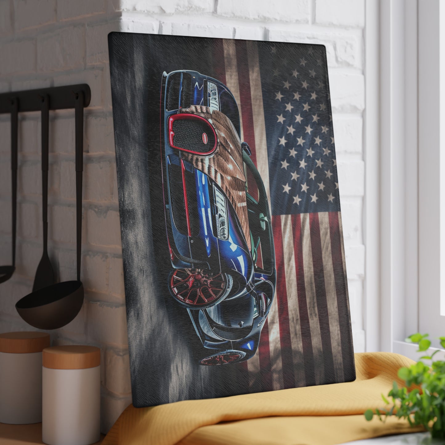 Glass Cutting Board Bugatti American Flag 4