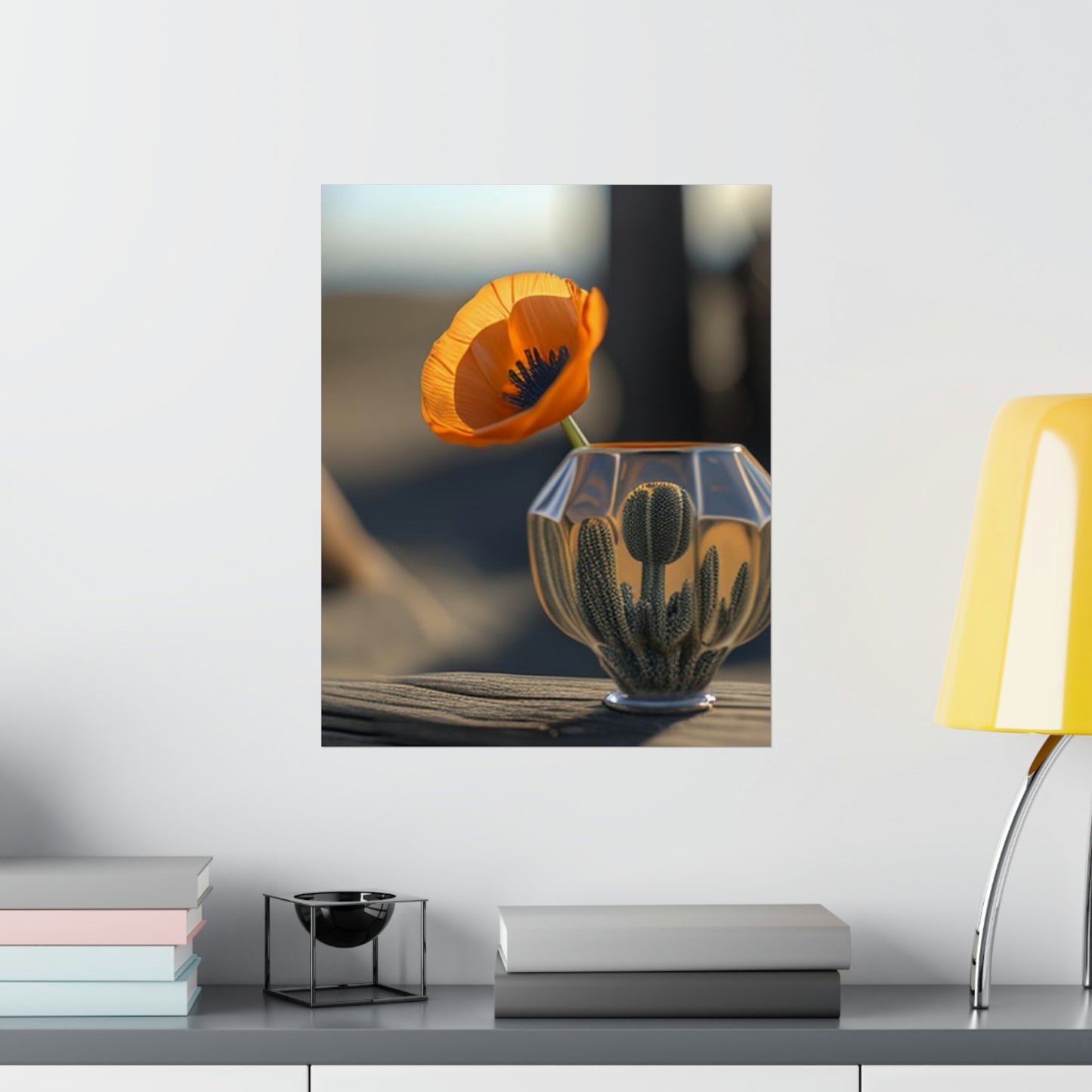 Premium Matte Vertical Posters Orange Poppy in a Vase 2