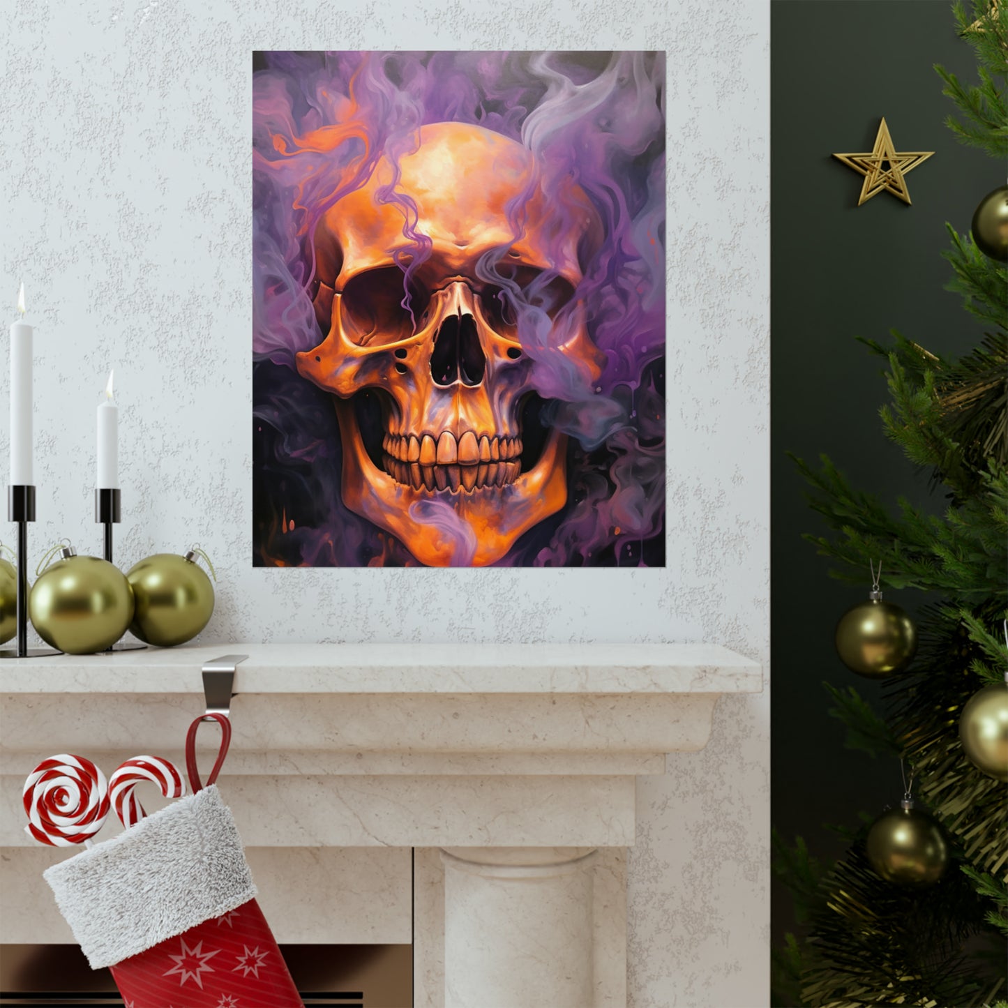 Premium Matte Vertical Posters Skull Flames 4