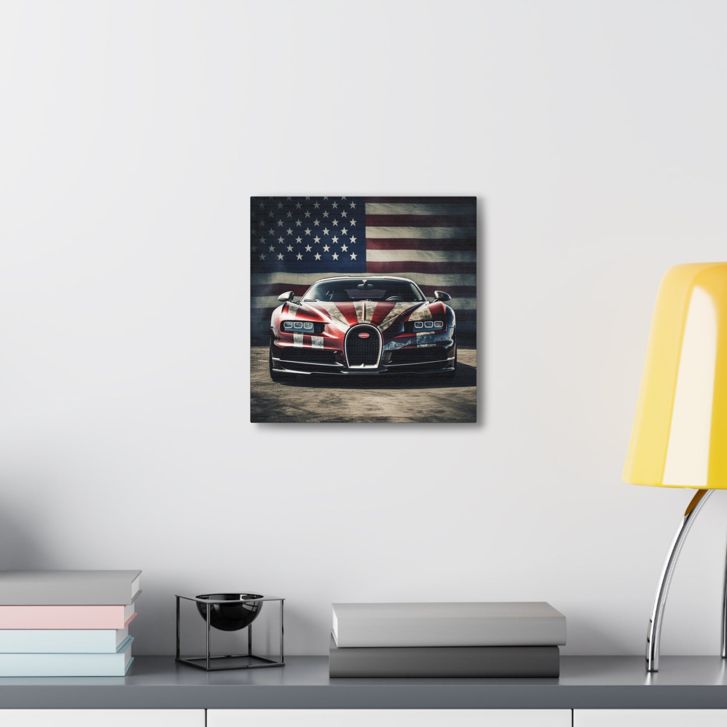 Canvas Gallery Wraps American Flag Background Bugatti 3