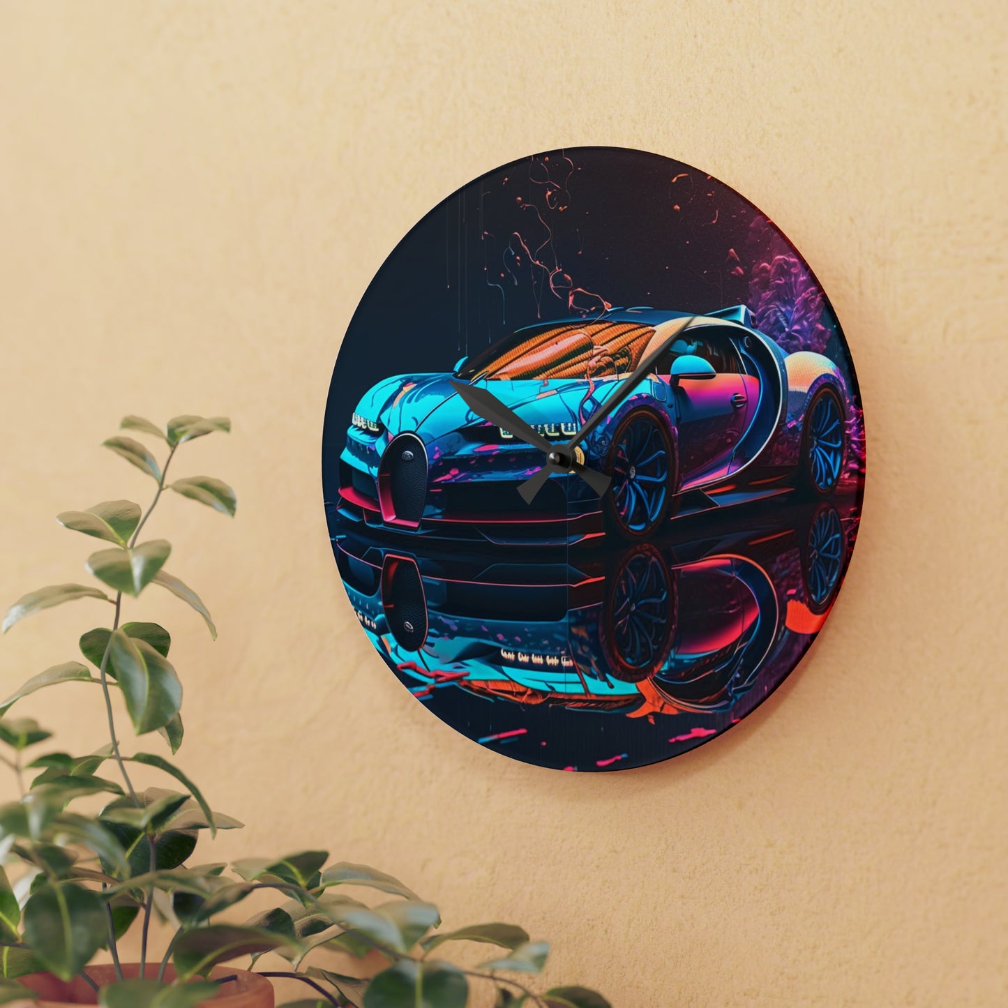 Acrylic Wall Clock Bugatti Neon Chiron 4