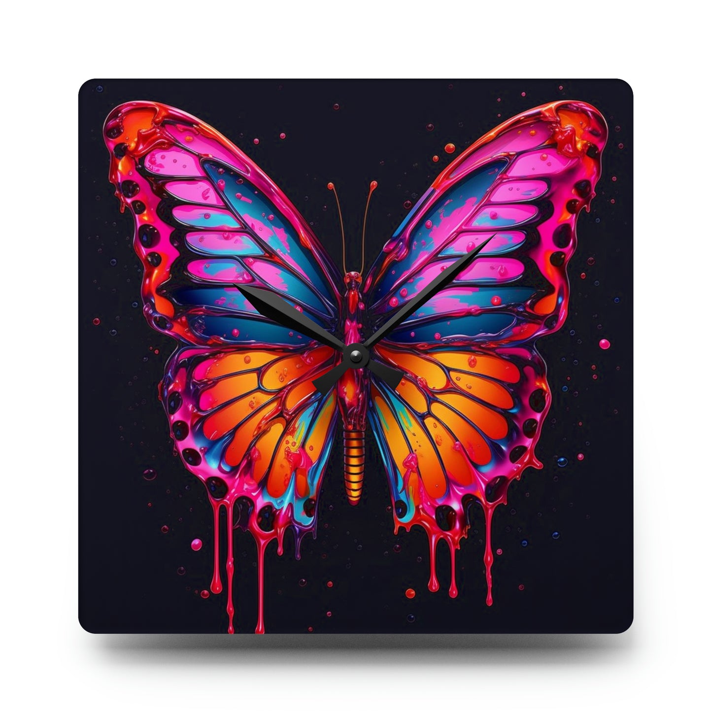 Acrylic Wall Clock Pink Butterfly Flair 1