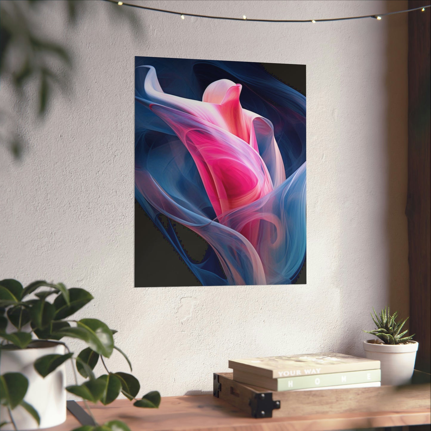 Premium Matte Vertical Posters Pink & Blue Tulip Rose 3