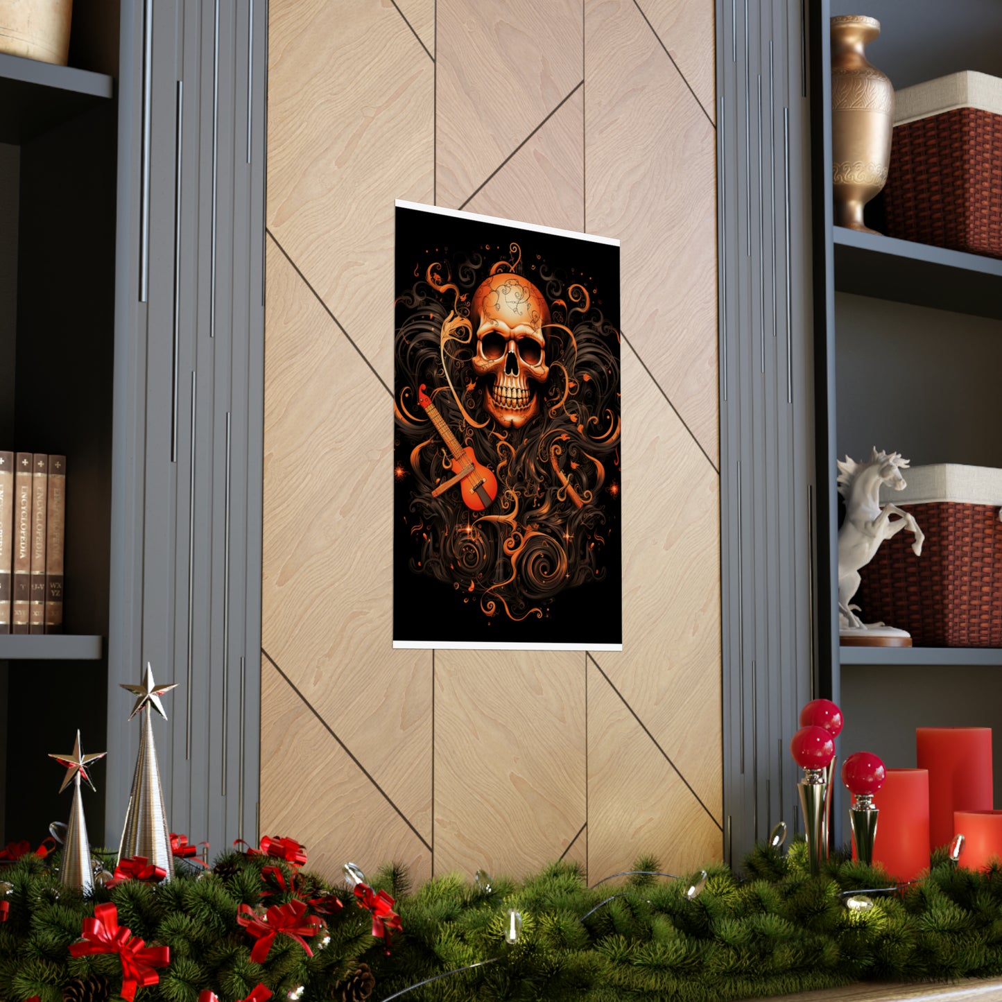 Premium Matte Vertical Posters Skull Treble Clef 4