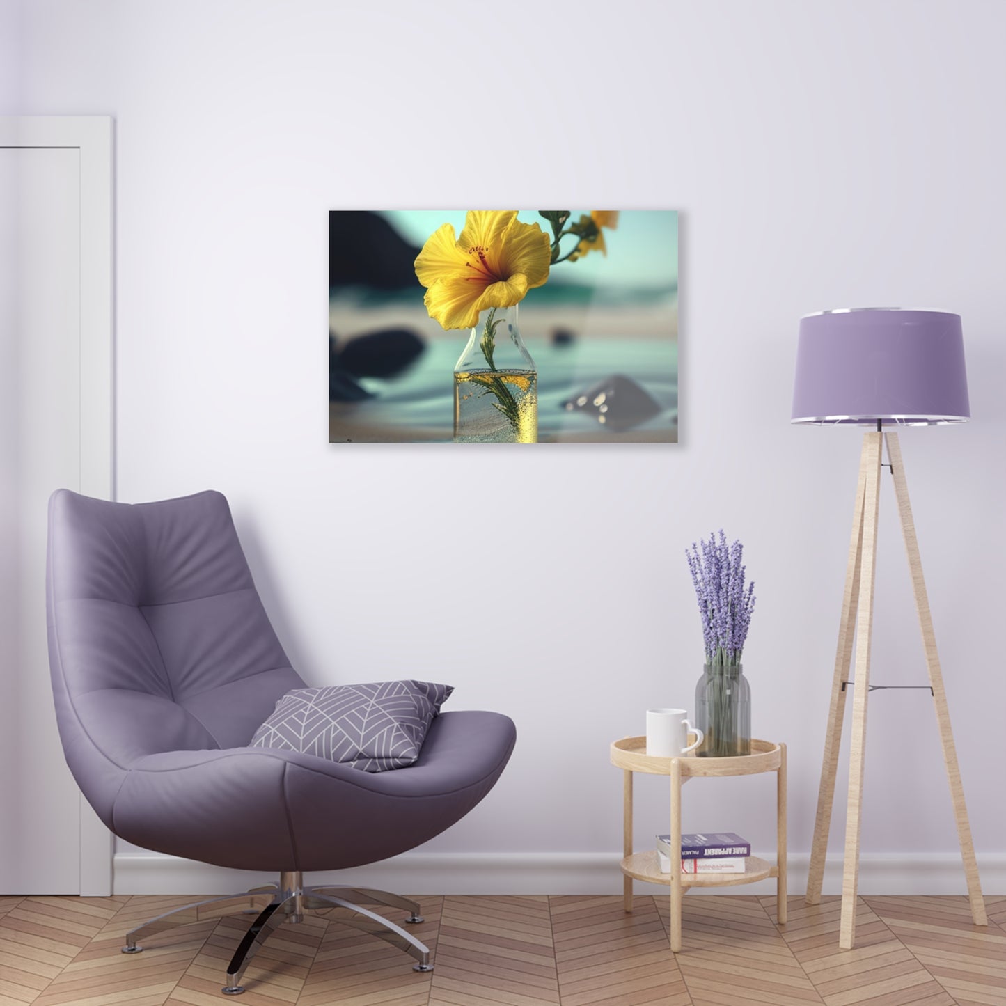 Acrylic Prints Yellow Hibiscus glass 3