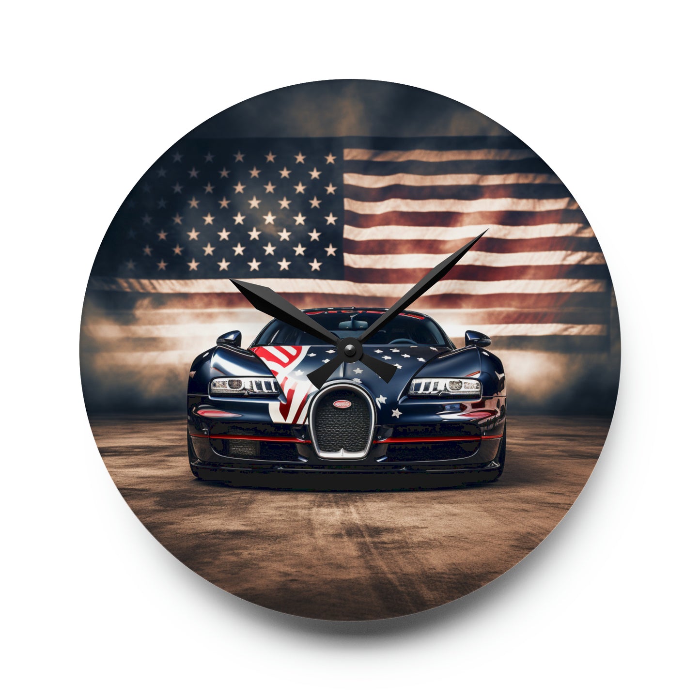 Acrylic Wall Clock Bugatti American Flag 2