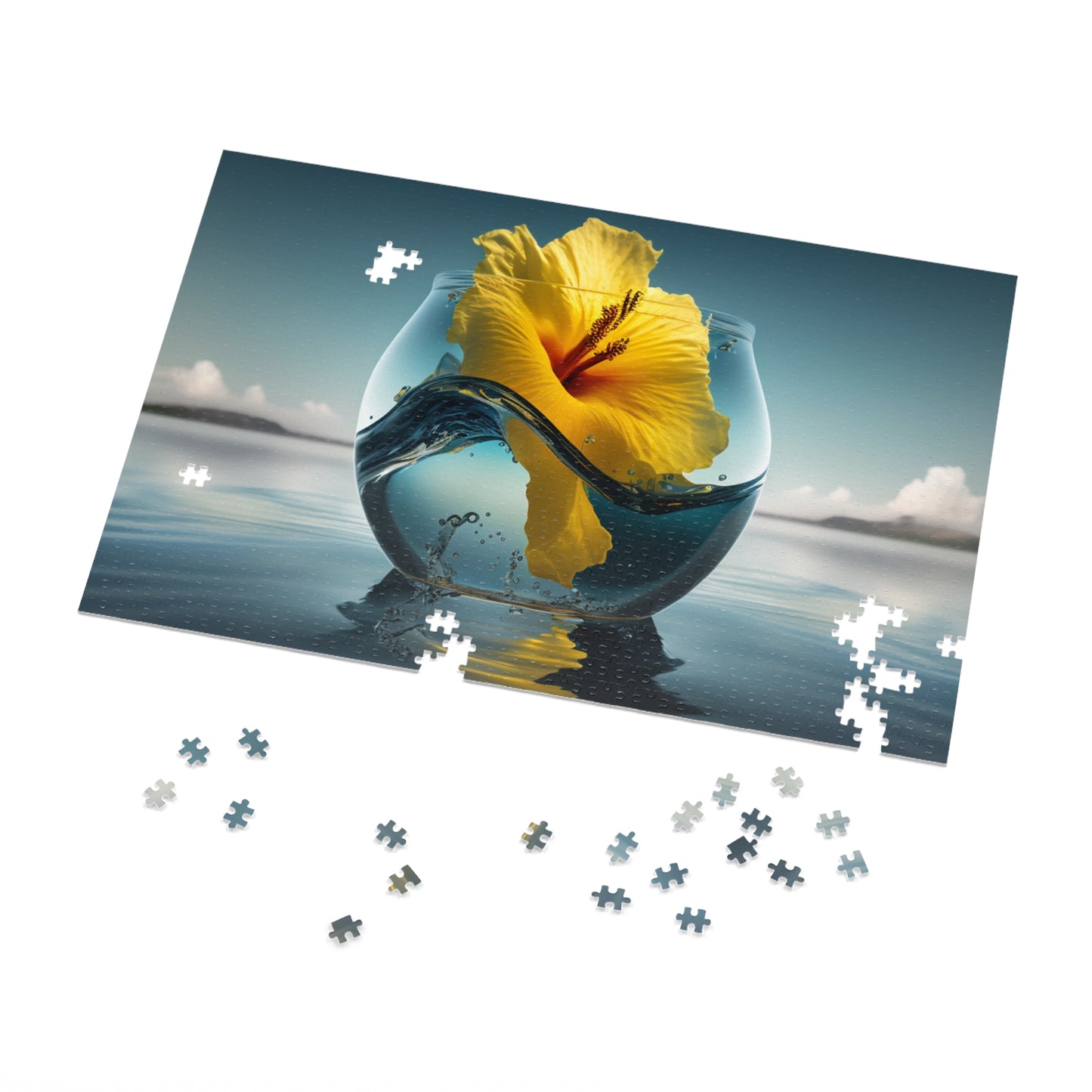 Jigsaw Puzzle (30, 110, 252, 500,1000-Piece) Yellow Hibiscus glass 4