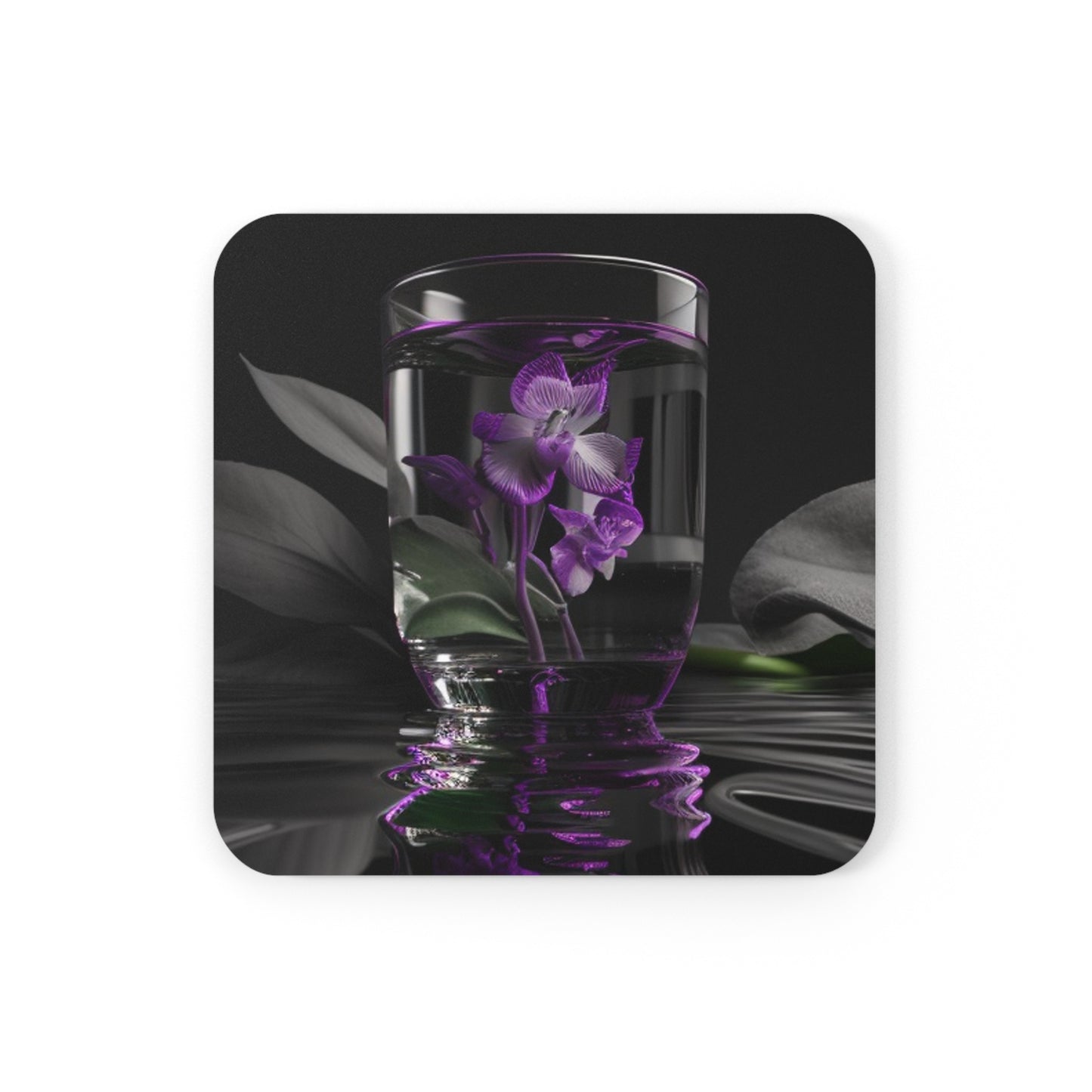 Cork Back Coaster Purple Orchid Glass vase 1