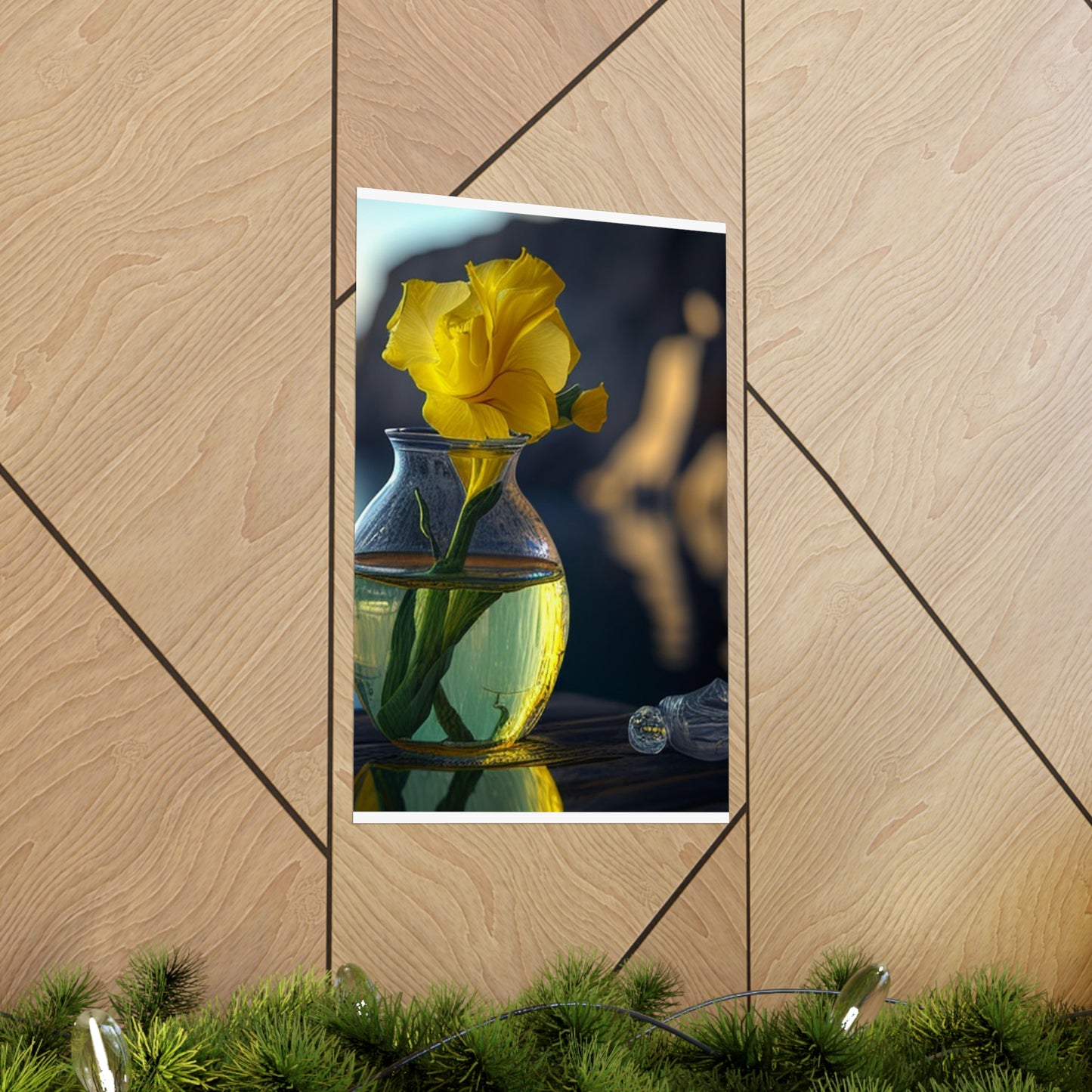 Premium Matte Vertical Posters Yellow Gladiolus glass 3