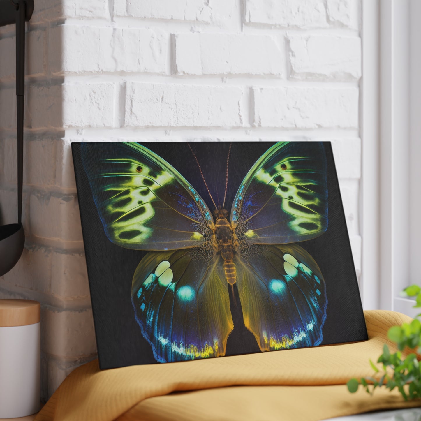 Glass Cutting Board Neon Hue Butterfly 1