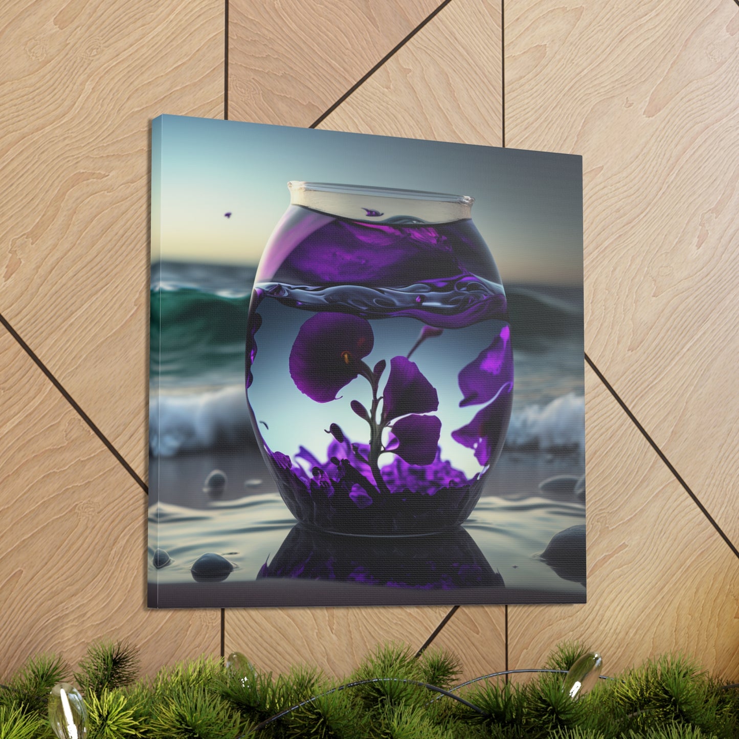 Canvas Gallery Wraps Purple Sweet pea in a vase 4